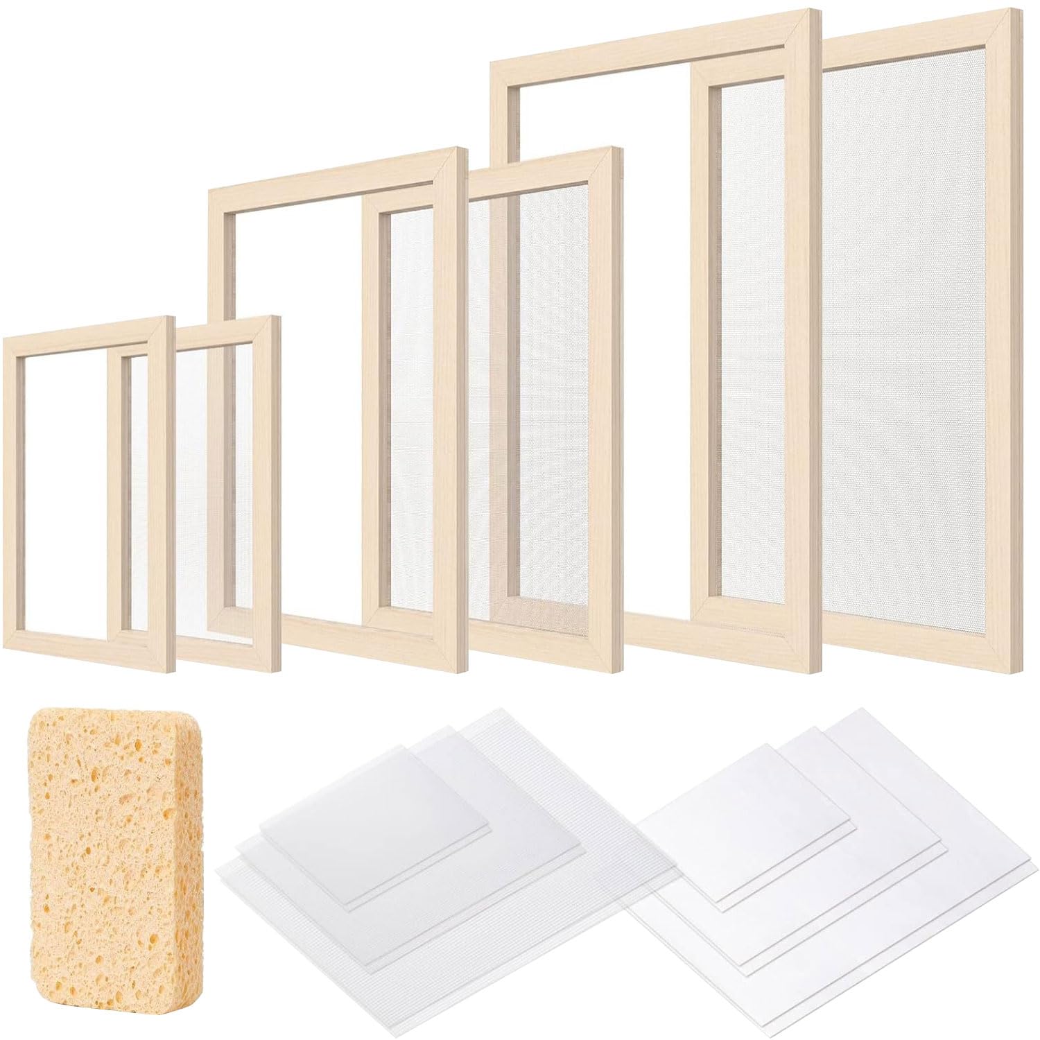 Écran absorbant et cadre en bois pour fabrication de papier et création de cartes originales