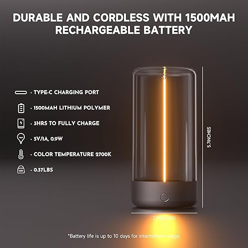 Miniatura 7 de Minilámpara de mesa minimalista con diseño inalámbrico, lámpara LED de escritorio, recargable, luces nocturnas modernas con efecto de respiración