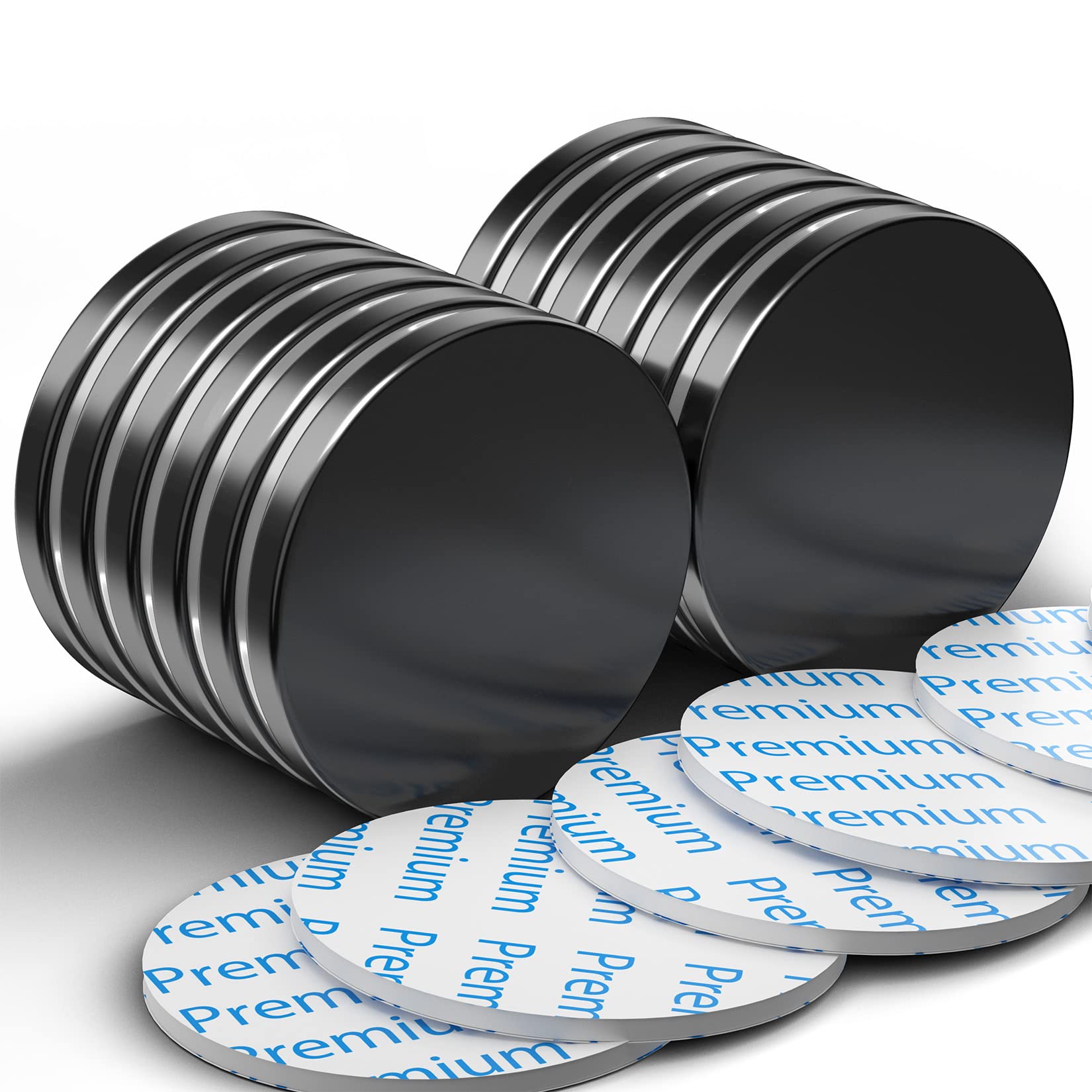 FINDMAG 12 Pack Strong Magnet, 30 x 3 mm 8 KG Pull Neodymium Magnets, Black Corrosion & Oxidation Resistant Disc Magnets, Fridge Magnets with Double-Sided Adhesive, Permanent Magnets for Crafts, DIY