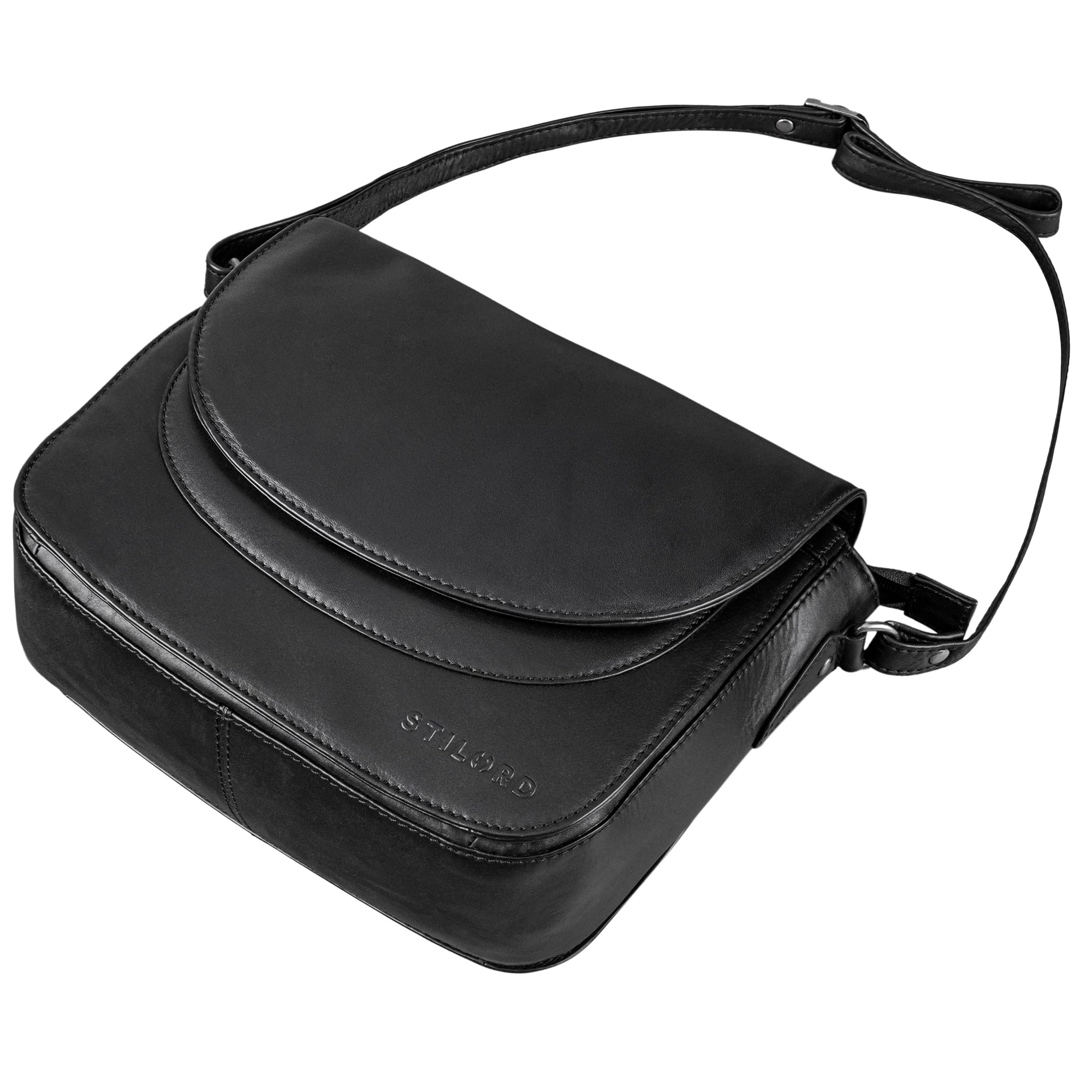 STILORD "Fleur Umhängetasche Damen Leder Mittel-Groß - Elegante Echtleder Handtasche zum Umhängen mit Magnetverschluss - Ideal als Freizeittasche mit Anti-Diebstahl Fach Farbe:luino - braun