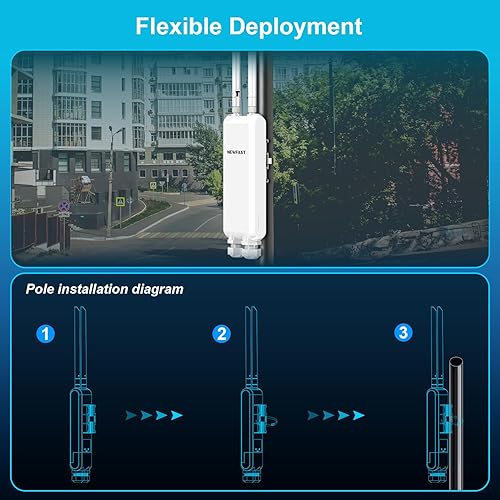 Miniatura 3 de NEWFAST Punto de acceso al aire libre de largo alcance AC1200 NF-A882, extensor WiFi para exteriores IP66 con 3 puertos Gigabit, repetidor WiFi
