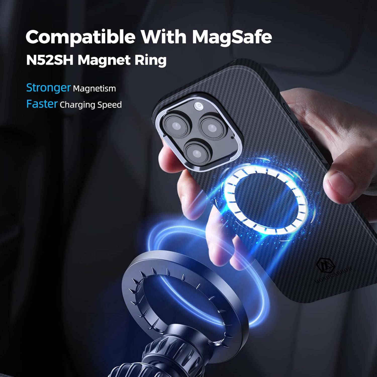 MONOCARBON Real Aramid Fiber Case for iPhone 16 Pro Max, 0.04"/0.8oz Ultra Thin&Light 6.9in Slim Cover Compatible with MagSafe,Military Grade Hard Case with Camera Protection & Wrapped Edge