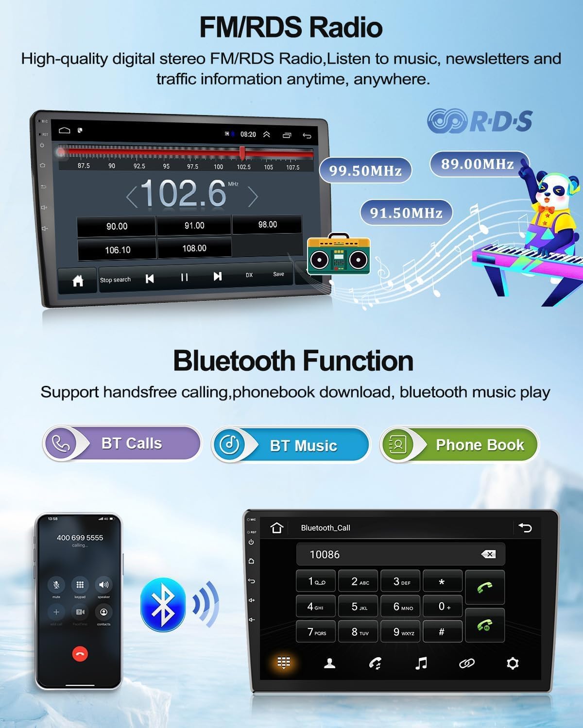 K1 PRO Plus, 2 64G Android 15 Auto Stereo do K-ia Picanto Morning 2011-2017, ekran dotykowy 2K Double DIN, bezprzewodowa CarPlay, GPS Bluetooth RDS WiFi HiFi SWC Mikrofon