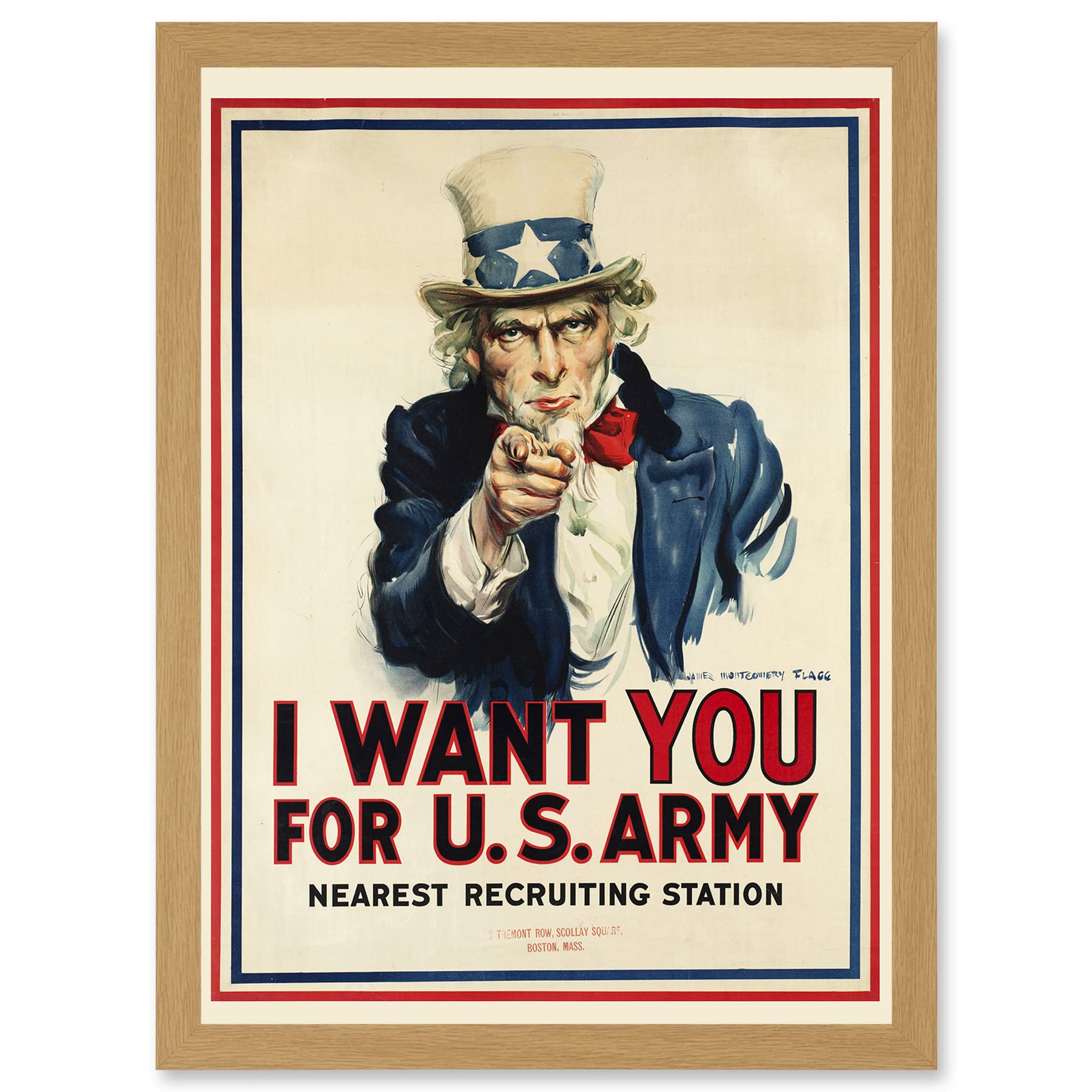 Artery8 World War WW2 USA Uncle Sam We Want You Army Iconic A4 Artwork Framed Wall Art Print