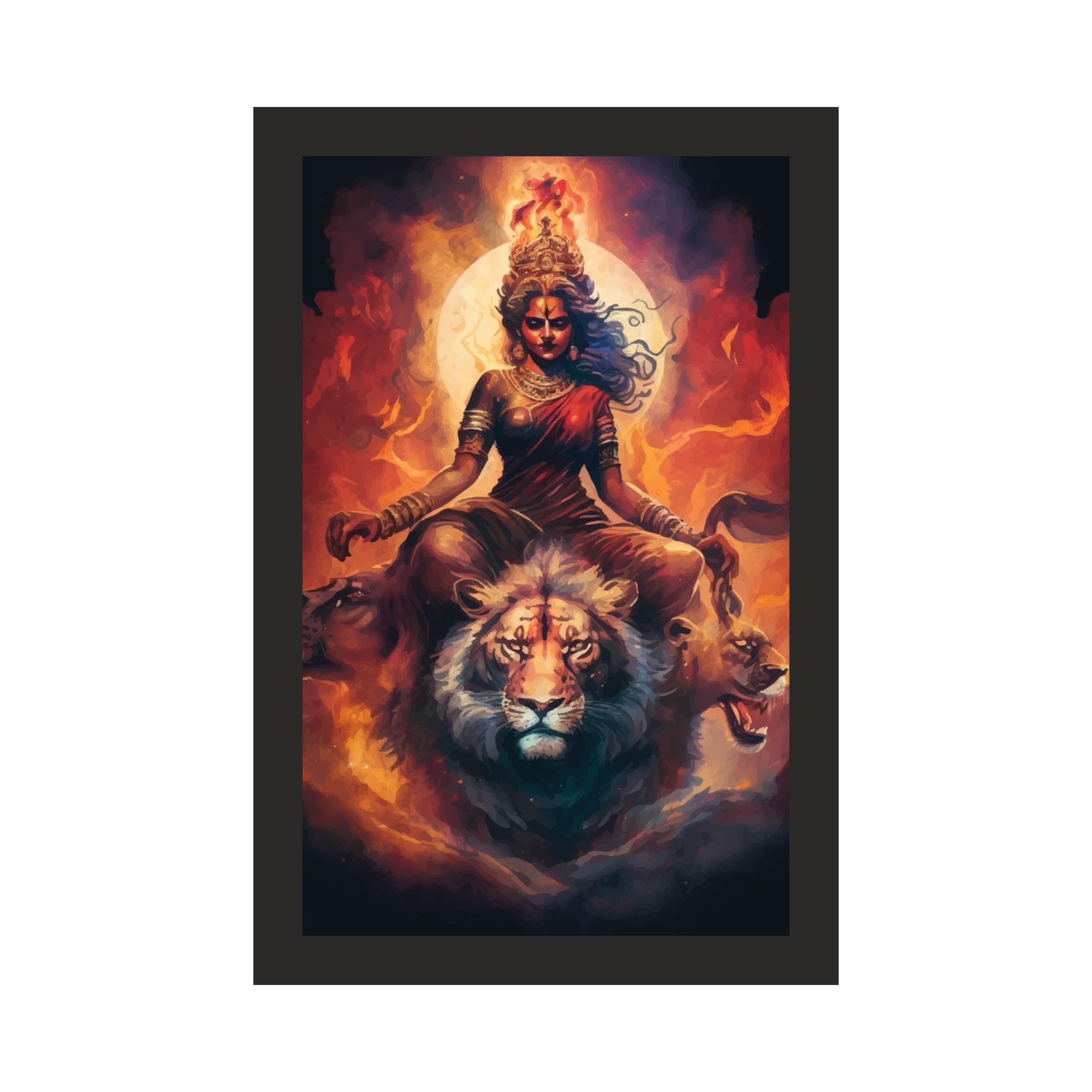 Maa Durga Fire Rider: 12x18