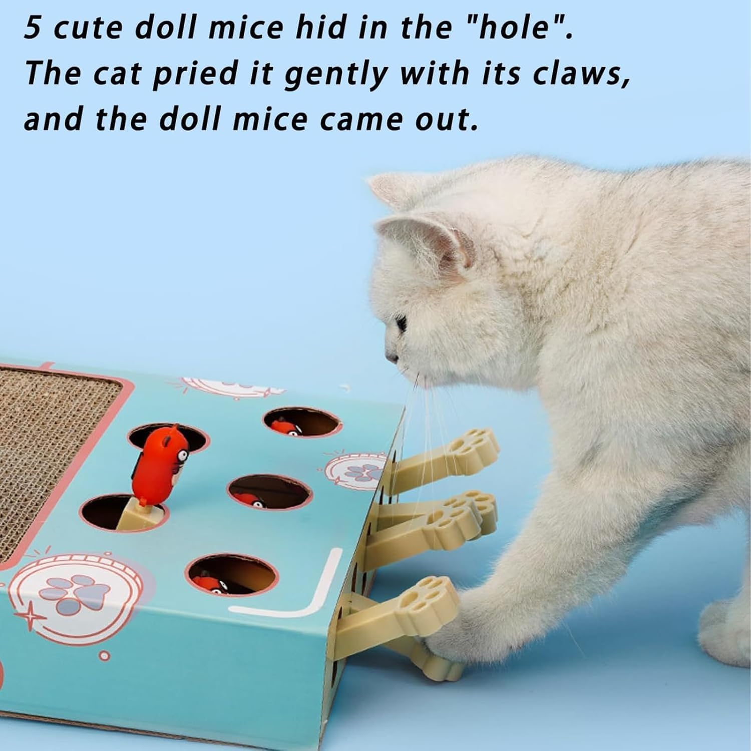 Giocattolo per Gatti Miaofairy, Giocattolo per Gatti Miaofairy in Legno, Miaofairy Whack-A-Mole, Tiragraffi E Giocattolo 3 in 1, Giocattoli per Gatti da Interno