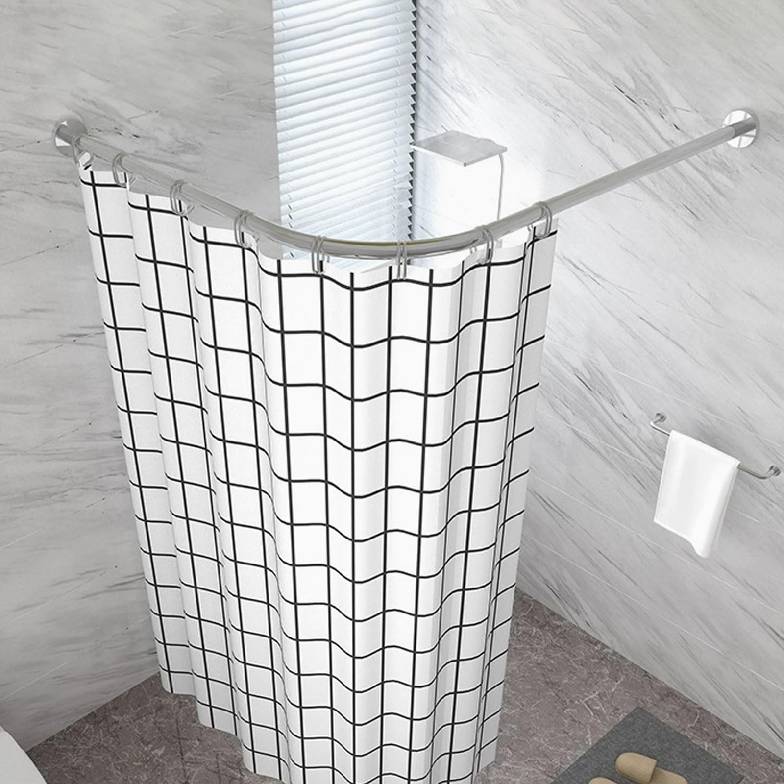 Asta per tendas da Doccia a formea di L,Asta Doccia Angolare,Angolare tendas Doccia,Regolabile Bastone tendas Doccia,Asta per tendas Doccia,per Bagno,Armadio Doccia,camerino.