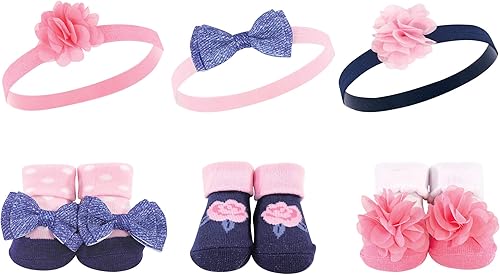 Hudson Baby Conjunto de regalo de diadema y calcetines para niña
