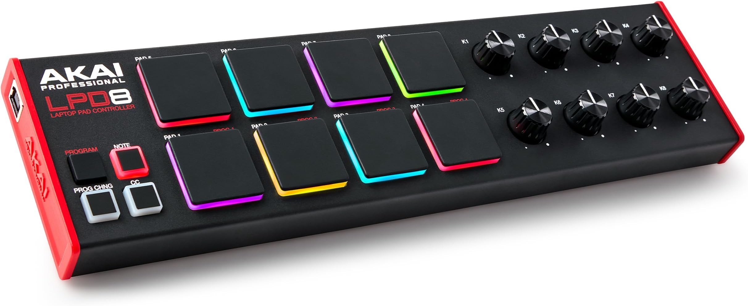 Akai Professional USB MIDI Controller MPC Drum Pad x 8 with 8 Assignable Knobs, Includes Music Production Software, Compatible with Mac/Win PC LPD8 Black