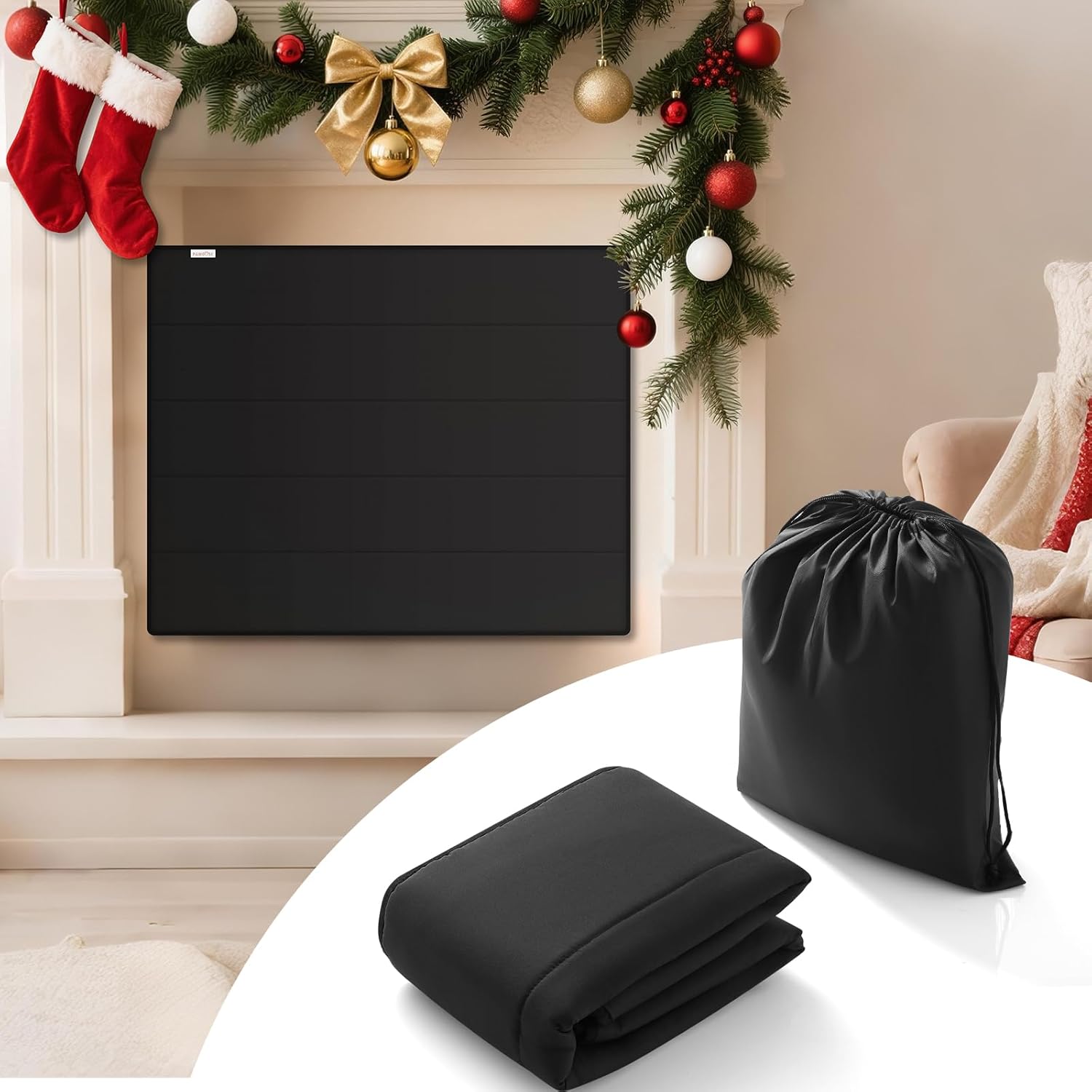 Magnetic Fireplace Cover - Stop Heat Loss & Keep Drafts Out with Built-in 12 Strong Magnets for Iron Fireplace Frame, 36x32 Inch 36"x32"