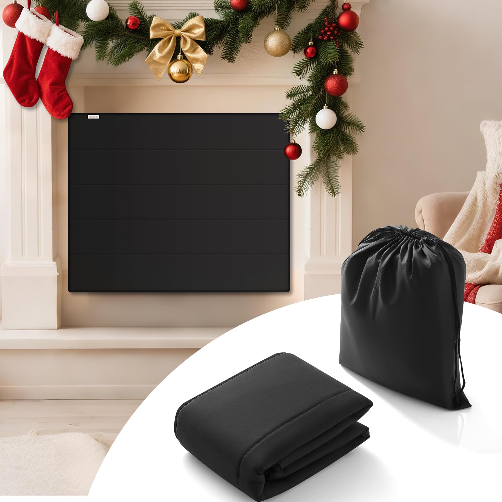 magnetic fireplace cover - stop heat loss & keep drafts out with built-in 12 strong magnets for iron fireplace frame, 36x32 inch