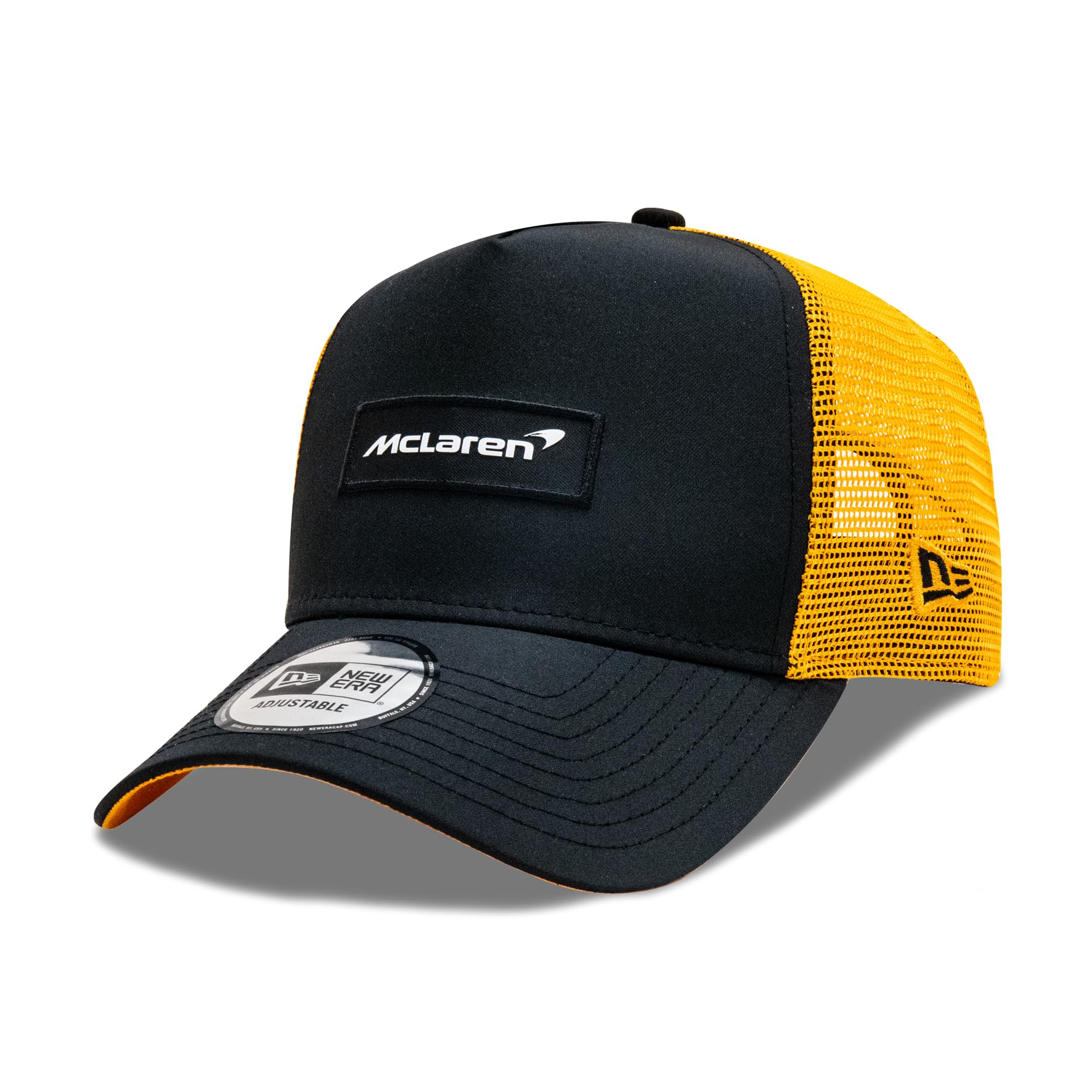 New Era Men's 9Forty Trucker Baseball Cap Hat Patch Front McLaren Automotive Black