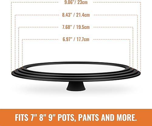 Miniatura 3 de Tapas universales para ollas, sartenes y sartenes, tapa de sartén de 7, 8 y 9 pulgadas, tapa de olla de vidrio templado con borde de silicona