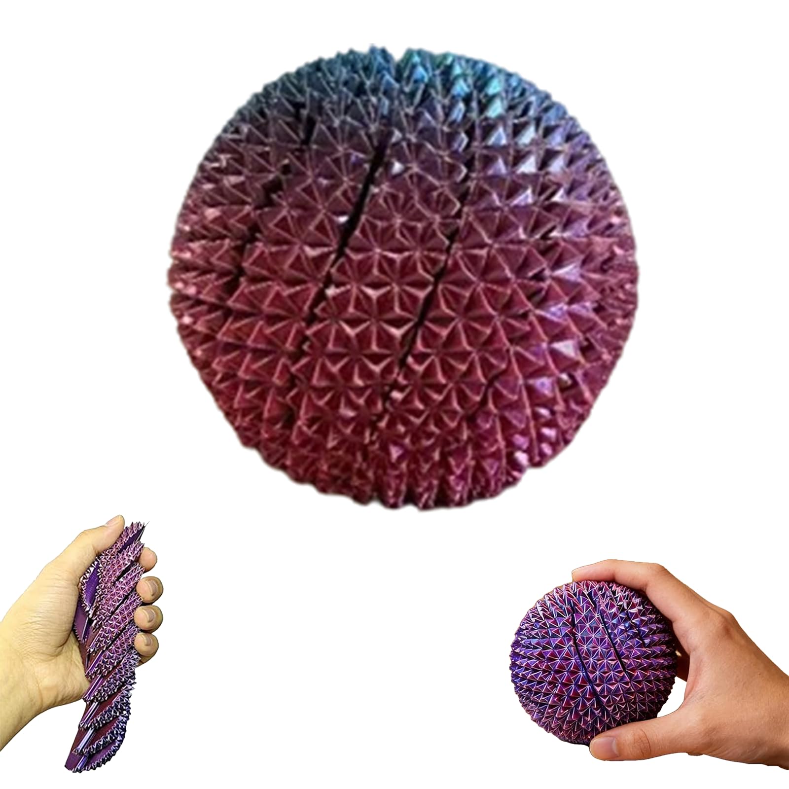 Spiky Sensory Trigger Twisty Spiral Fidget Sphere, 3D Printed Spiky Massage Ball Fidget Toy for Adults, Pain Stim Fidget, Expandable Spiral Fidget Ball Stress Relief Desk Toy (B-5.5cm)