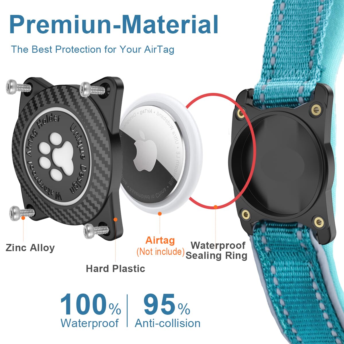 Ytanest Waterproof Airtag Dog Collar, Dog Collar with Apple Air Tag Holder - Image 3