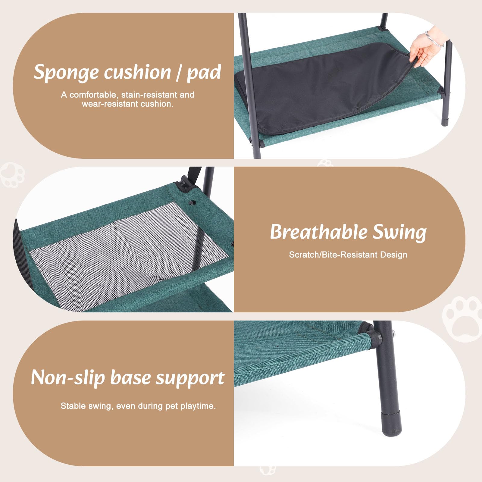 Etagen-Katzenschaukel zum Aufhängen, Kätzchen-Hängematten mit Kissen, erhöhte Schaukeln für Katzen und Kätzchen, perfekte Indoor-Katzenmöbel, Hundeschaukel, atmungsaktive Katzen-Hängematte