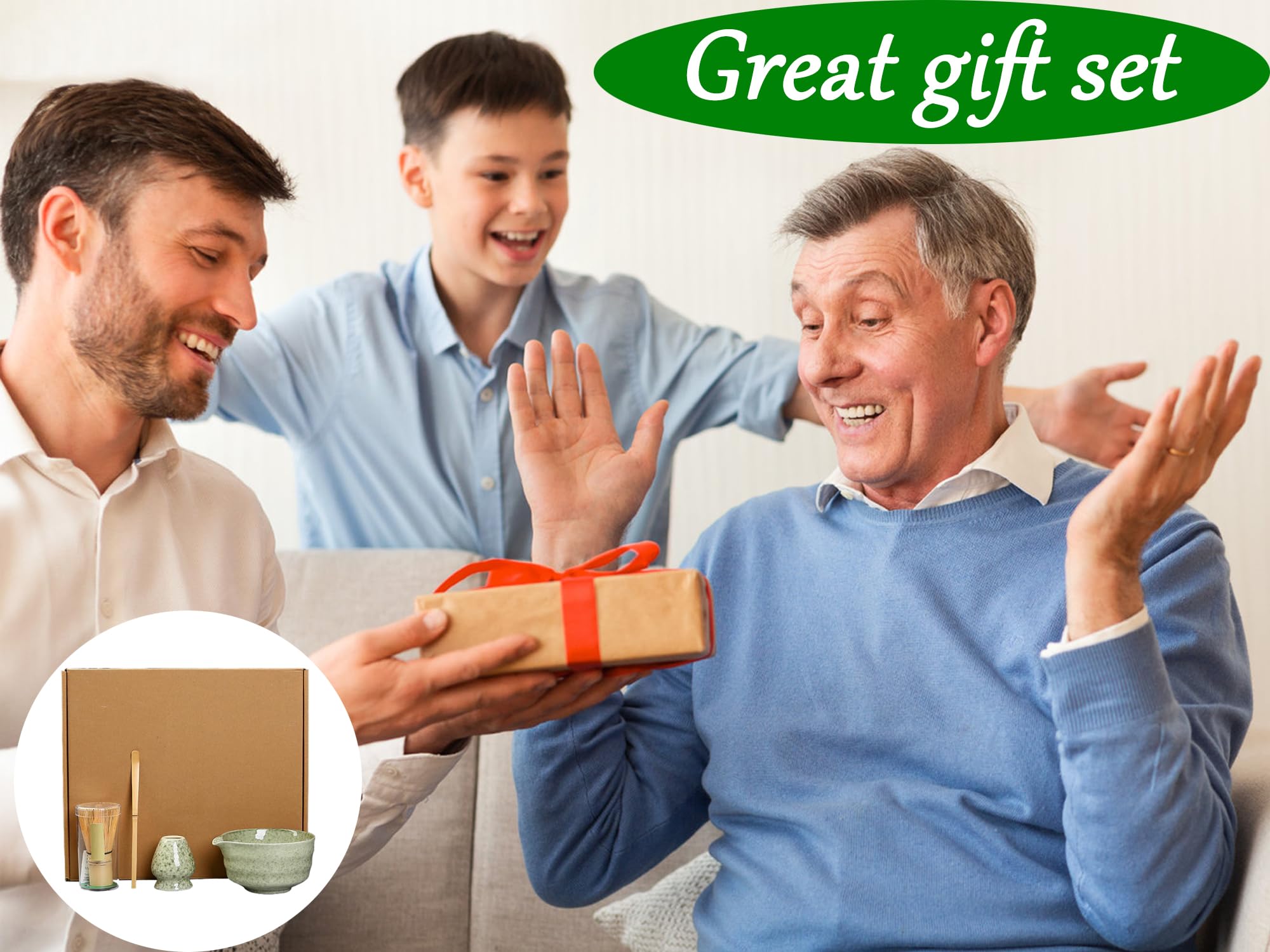 XPSSJMU , Matcha-Rührer, Matcha-Rührer, Matcha-Rührer-Set, Keramik-Matcha-Set inklusive Matcha-Schüssel mit Ausgießer, Matcha-Rührer-Ständer und Bambuslöffel, bestes Geschenk für Ihre Lieben