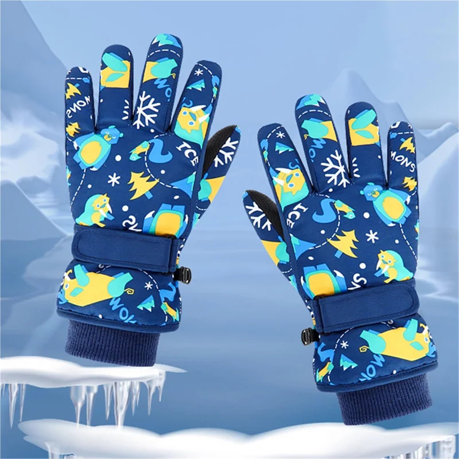 Guanti da Sci Invernali for Bambini, Guanti Impermeabili ispessiti con Dita Divise for Ragazzi e Ragazze (età 4-6), Guanti da Neve Caldi(4-6Y Pink)