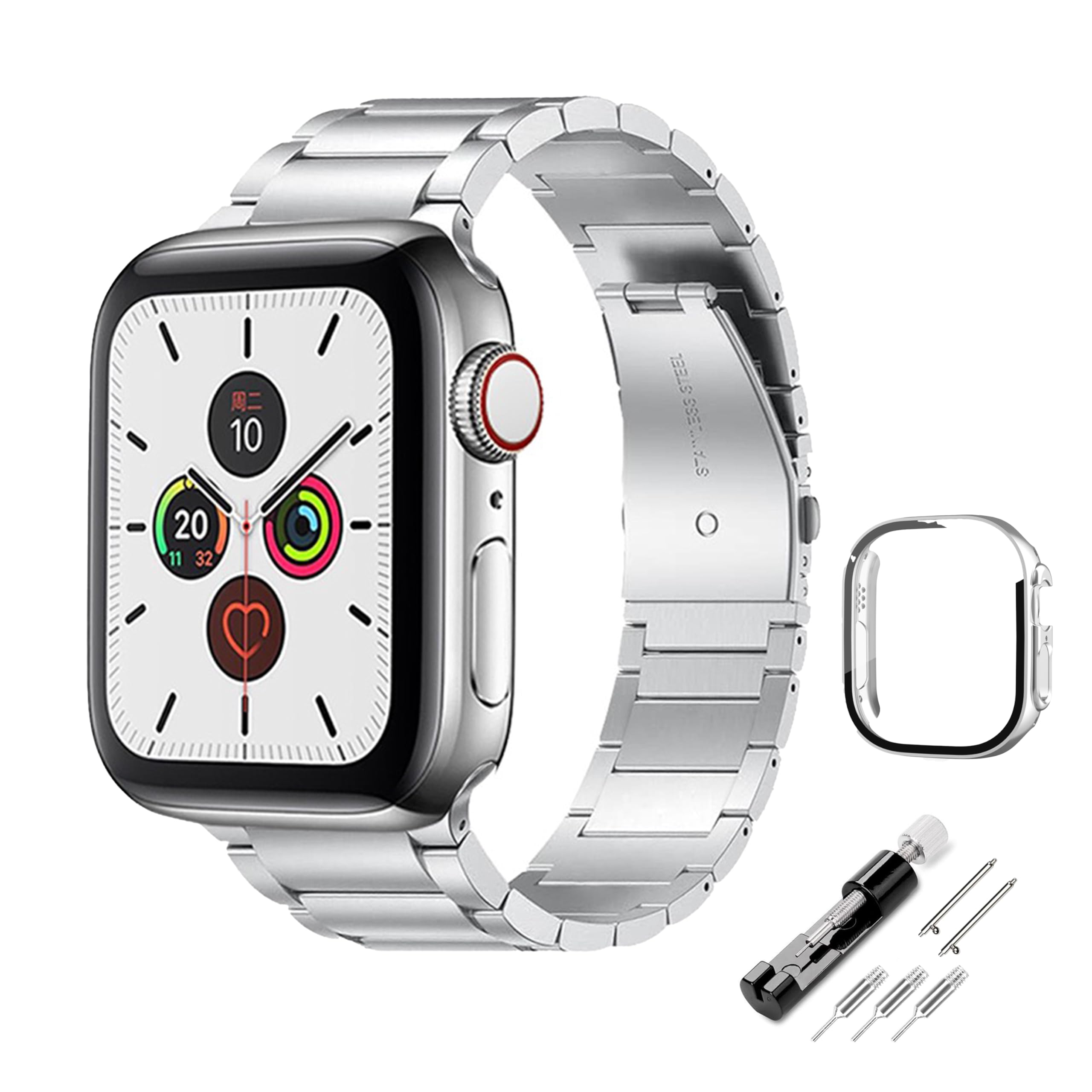 Compatible Apple Watch Bands with Case, Metal iWatch Band with Case for Apple Watch replacement band strap for men women Ultra 49mm Series 10 46mm