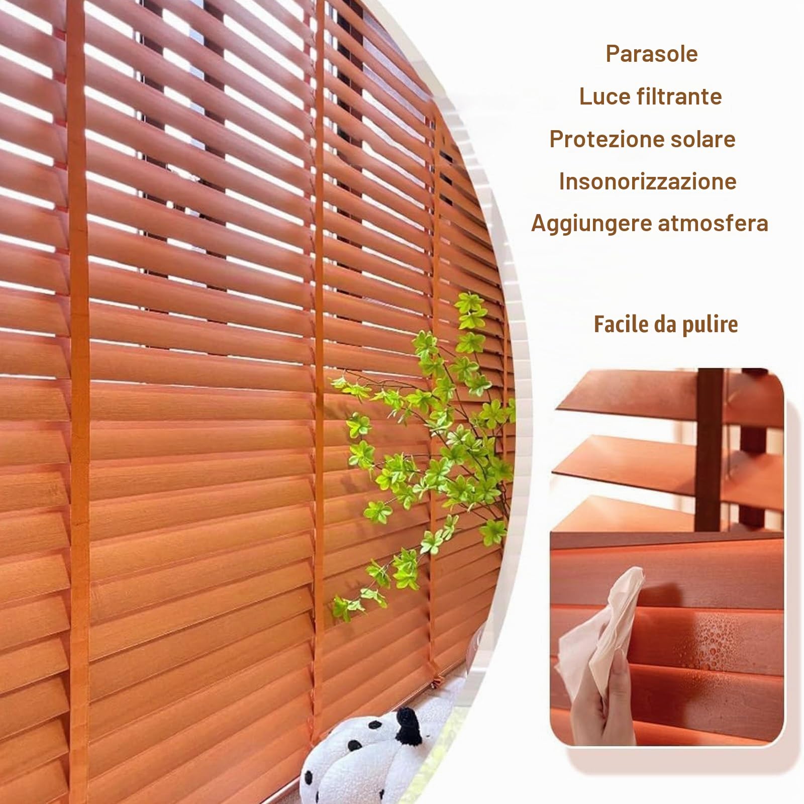 Tende Veneziane Legno 45cm 60cm 75cm 90cm 100cm 120cm, Veneziane Orizzontali per Interni/Esterno, Tende Veneziana Massiccio per Porte Finestre, Facili da Montare(marrone scuro)