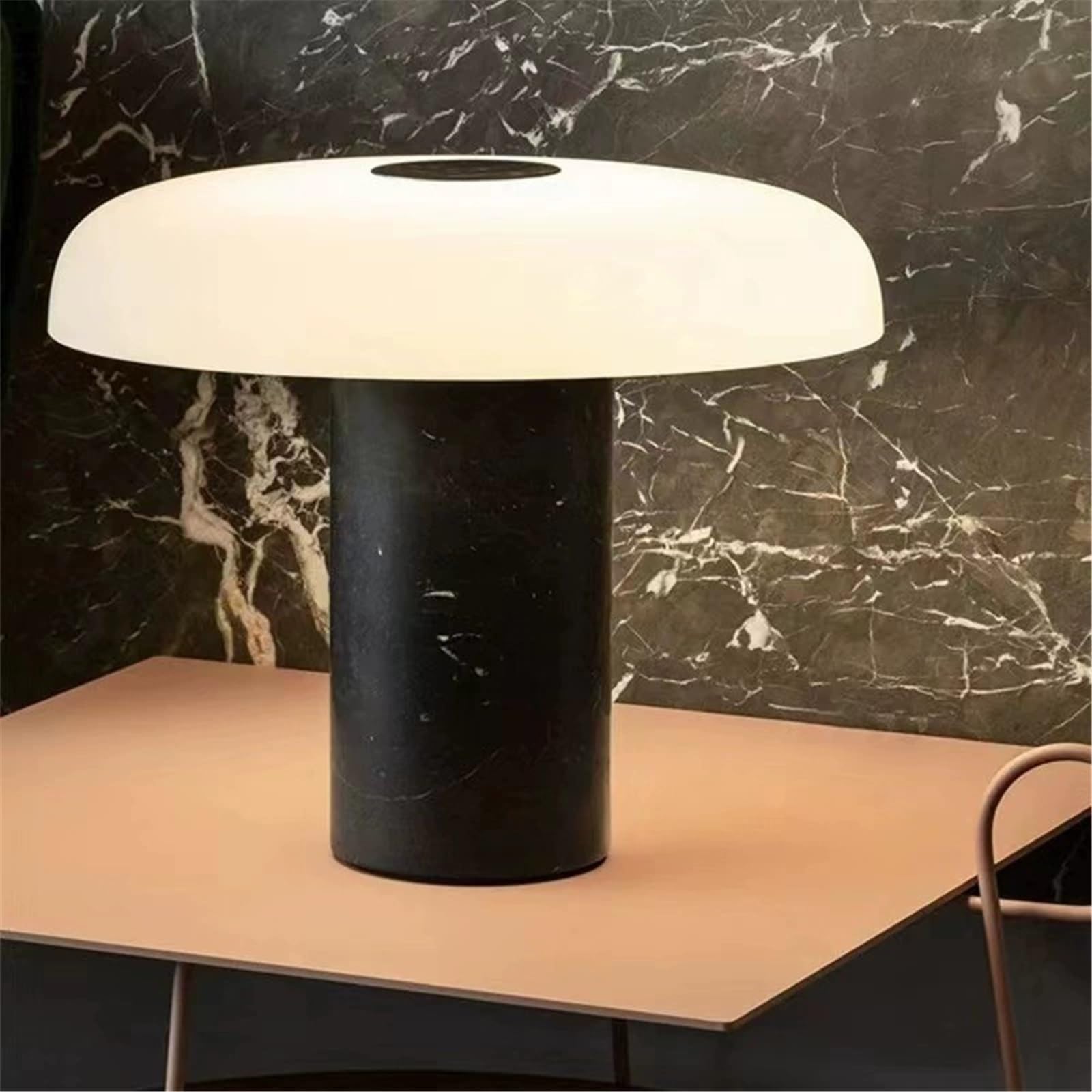 Affascinante Lampada da tavolo semplice in marmo e vetro for soggiorno, camera da letto, comodino Arredamento per la casa(Bianco)