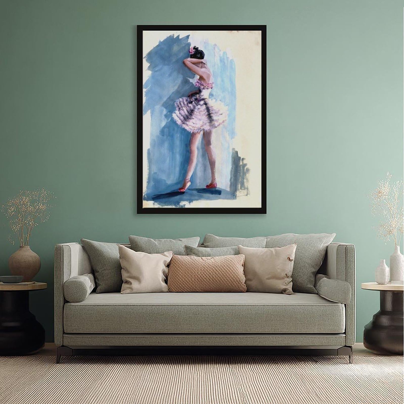 Poster su tela a tema ballerina ad acquerello blu danza poster decorazione camera da letto paesaggio ufficio camera da letto decorazione regalo 40,6 cm L x 61 cm W