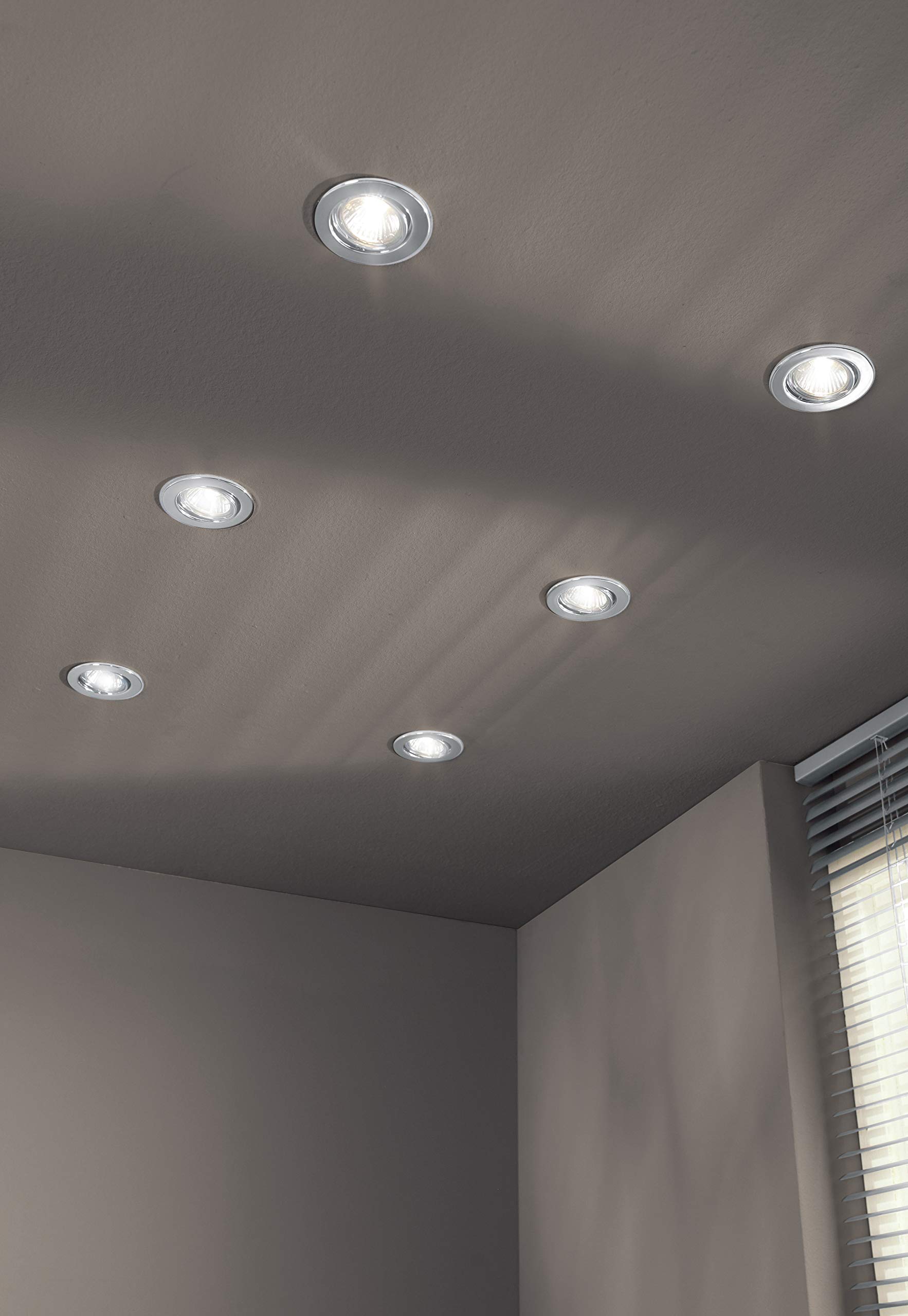 Trango 6 pack Spots encastrés à LED ultra-plats, luminaires encastrés, plafonnier 6729-068MOSD in Chom avec 6x module LED dimmables uniquement plafonnier encastré de 30mm, spots encastrés