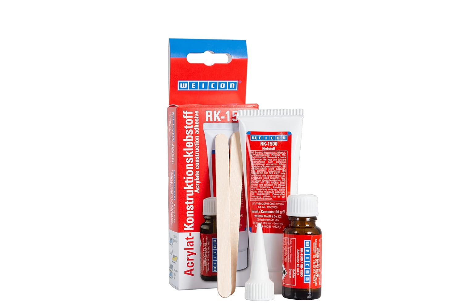 WEICON RK-1500 Acrylate Structural Adhesive | 2,12 oz | Transparent | with activator