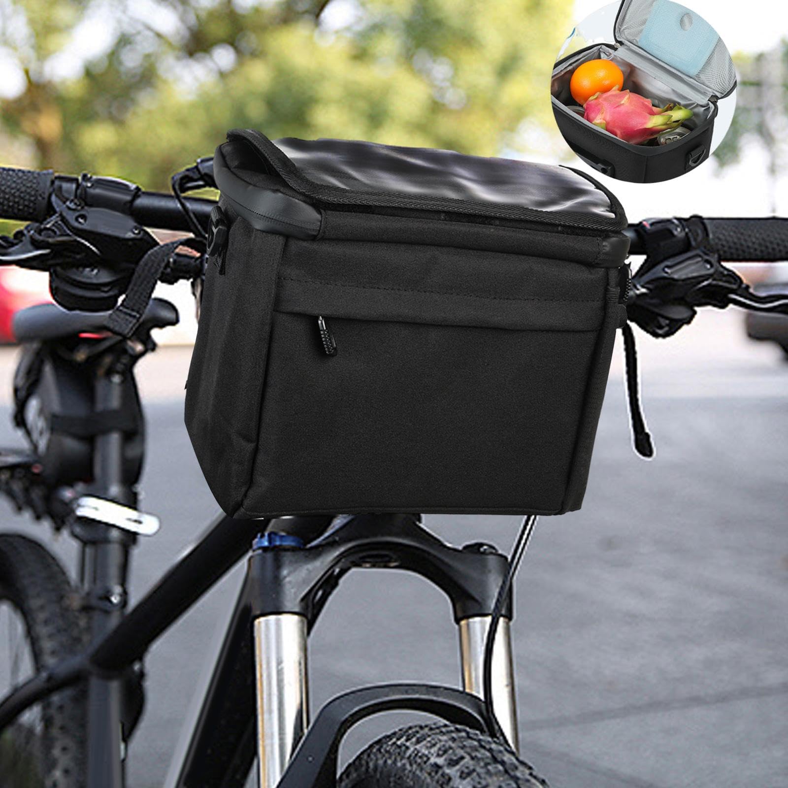 kowaku Sacoche de Guidon de Vélo avec Bandoulière, Porte-gobelet Multifonction, Pochette de Rangement