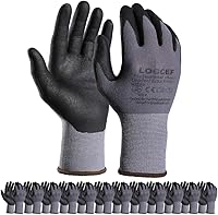 LOCCEF MicroFoam Nitrile Coated Safety Work Gloves, 12 Pairs Seamless Knit Nylon, Breathable Grip for Home Improvement & Industrial Use
