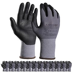 LOCCEF Safety Work Gloves MicroFoam Nitrile Coated-12 Pairs Seamless Knit Nylon Gloves Home Improvement Micro-Foam Gloves