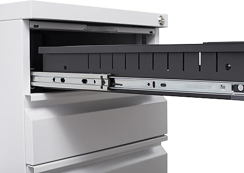 Miniatura 5 de AVGVLIJ 3 Drawer Locking File Cabinet, Rolling Pedestal Under Desk Office, Metal White Filing Cabinet with Lock for HomeOffice LetterLegalA4 (Letter