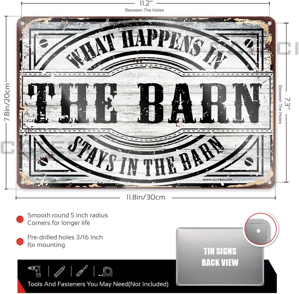 "What Happens in The Barn Stays..." 12x16in Metal Sign - Funny Decor image 3
