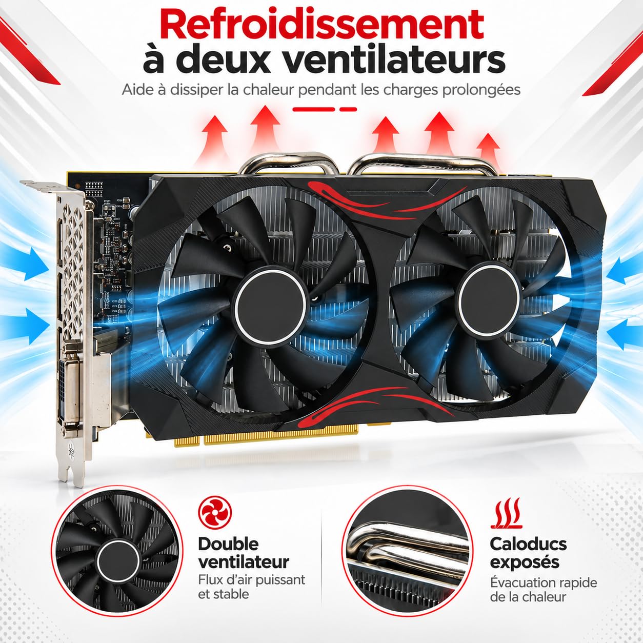 Scheda grafica 580 8G GDDR5 GPU da gioco a doppia ventola da 256 bit Memoria da 8000 MHz PCI Express 3.0 Supporta uscita 4K 60 Hz per PC da gioco Computer desktop Modifica video
