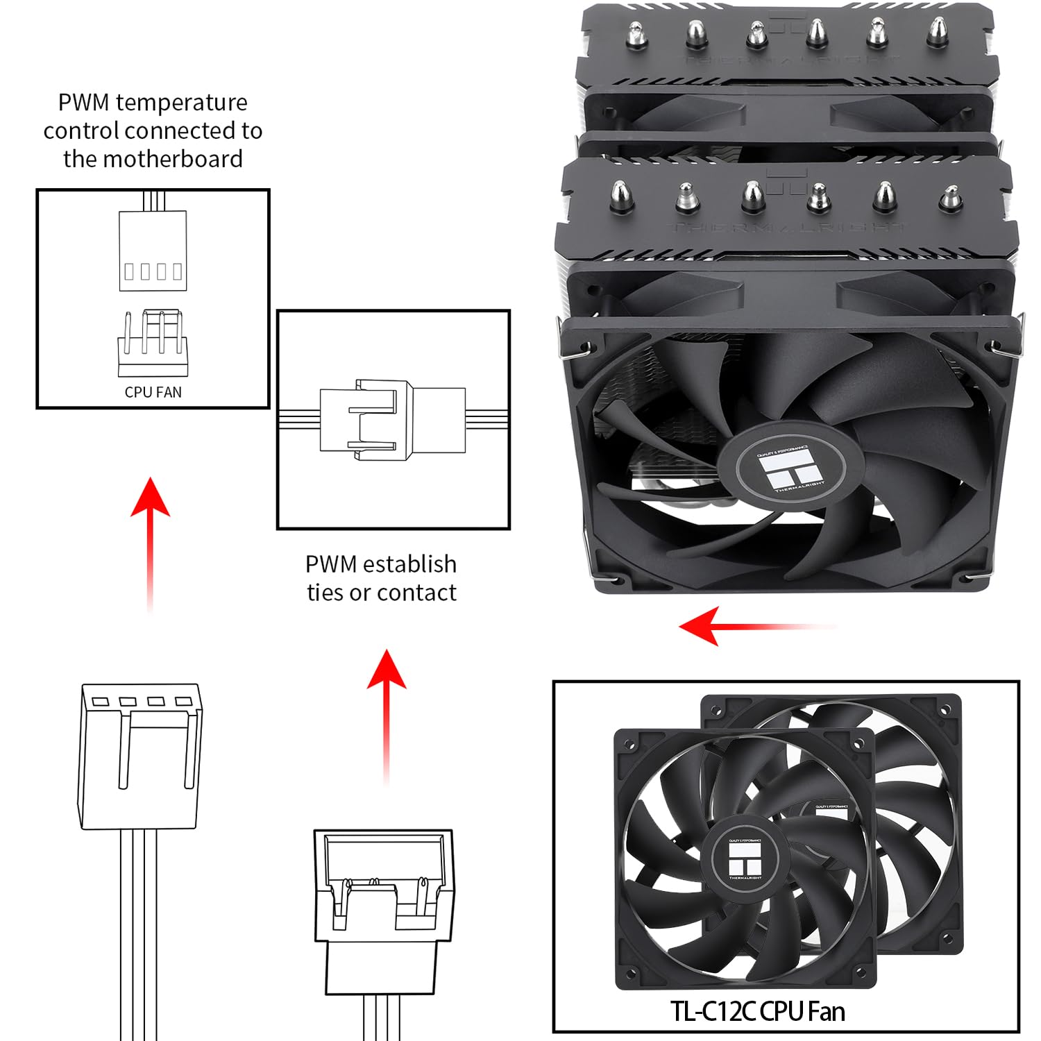 TR-Thermalright Peerless Assassin 120 SE CPU Air Cooler, Dual Tower e ventola con 6 tubi di calore, ventola PWM TL-C12C da 120 mm con 1550 giri/min, per AM5/AM4, Intel lga1851/1700/1150/1151/1200