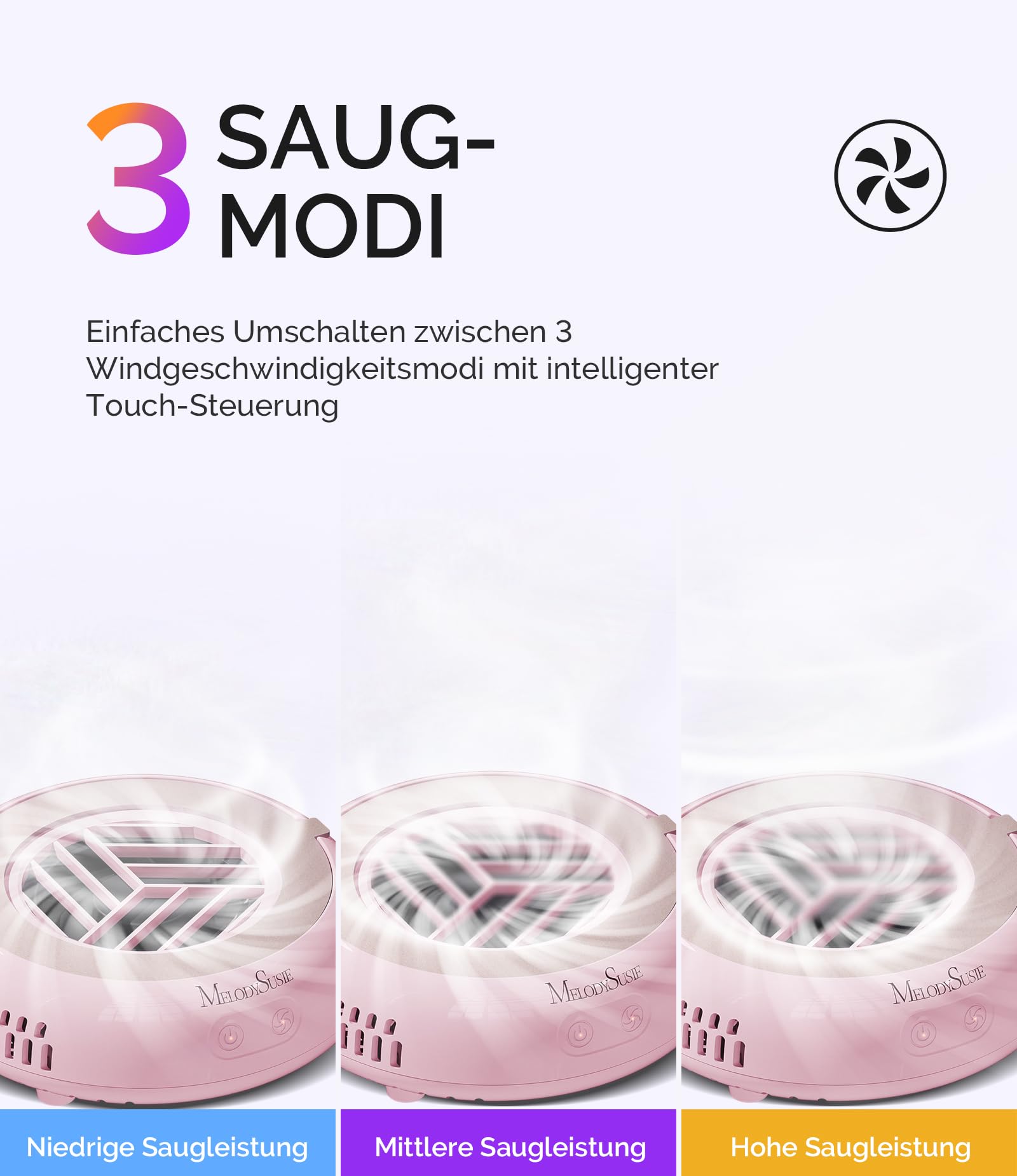 MelodySusie Pocket Nagelstaubsauger HProA, 6000RPM Leistungsstarke Staubabsaugung Nägel für Maniküre, Kompakter Nagelschleifstaub-Absauger mit 30 Wiederverwendbarem Filter für DIY & Studio, Rosa