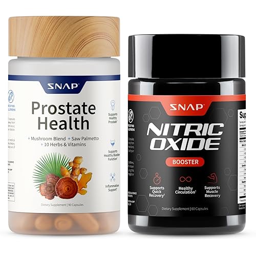 Snap Supplements Prostate Health Support Supplement Bundle with Nitric Oxide Booster – 90 Capsules & 60 Capsules