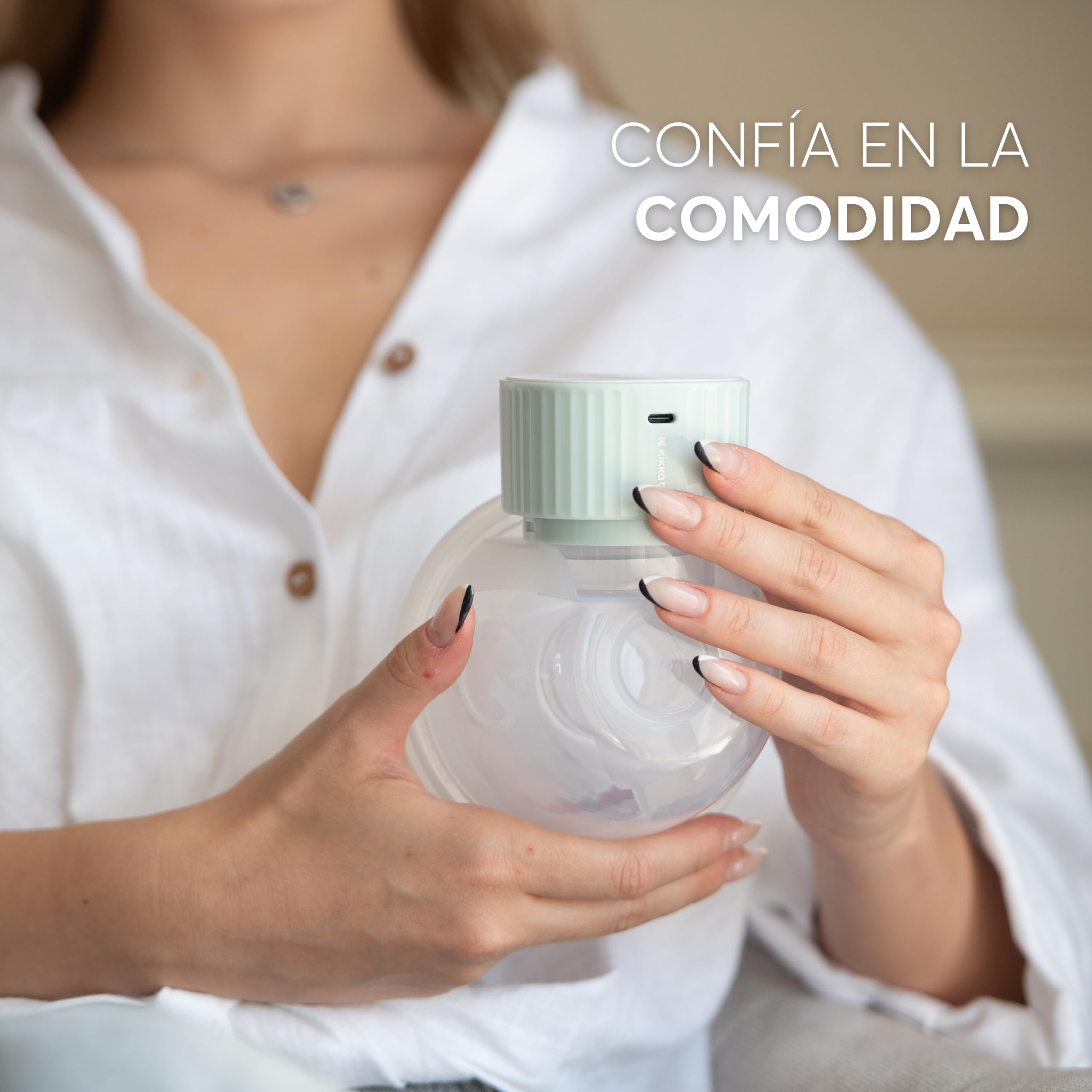 KikkaBoo Sacaleches Eléctrico Manos Libres y Portátil NOA, Extractor de Leche Materna, 3 Modos y 9 Niveles, Pantalla LED, Memoria, Fácil de Limpiar, Menta