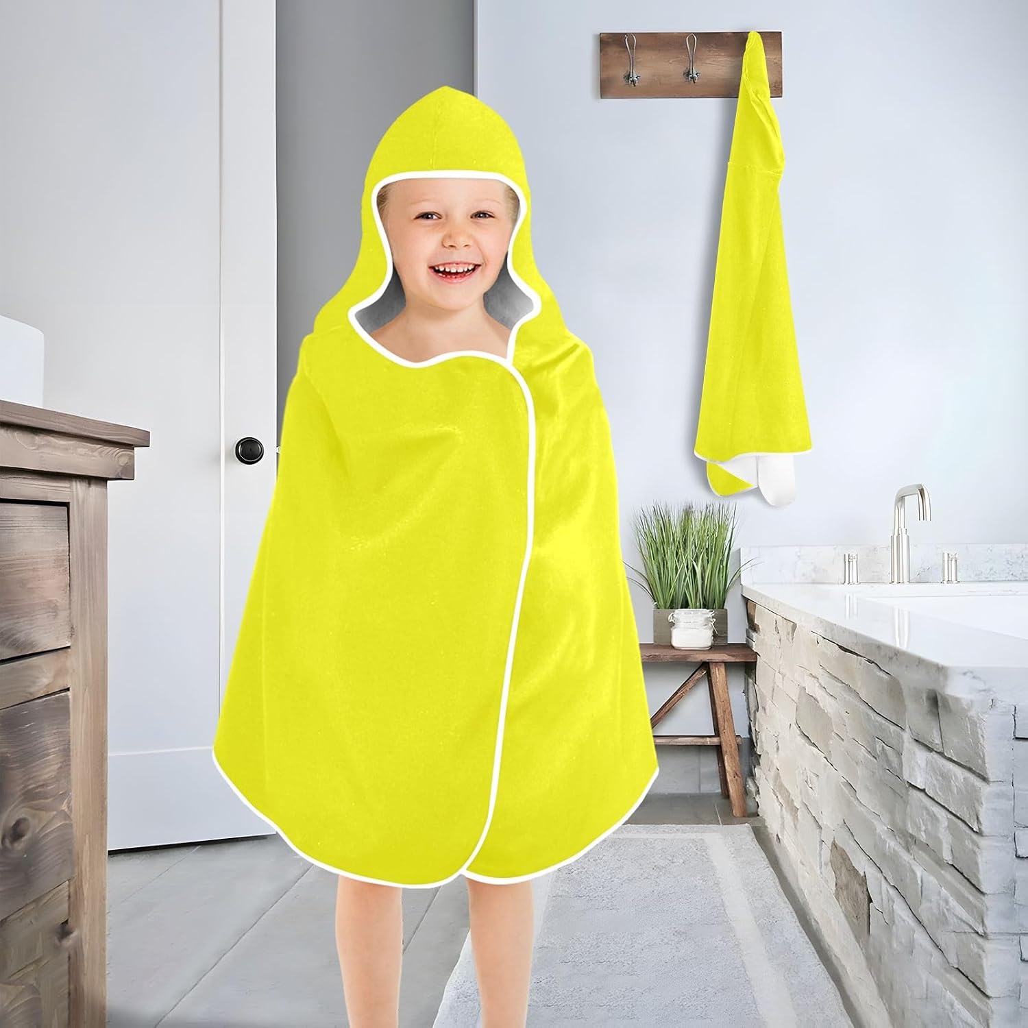 ODAWA Hooded Bath Towels Yellow Hooded Bath Beach Towel Hooded Towels for Kids 23.5" x 50"