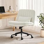 Chaise croix Criss avec roues, chaise de bureau sans bras confortable avec siège large, coussin double-épaisseur, oreiller, ordinateur pivotant réglable Vanité chaise de bureau d'accueil (bleu, avec roues)