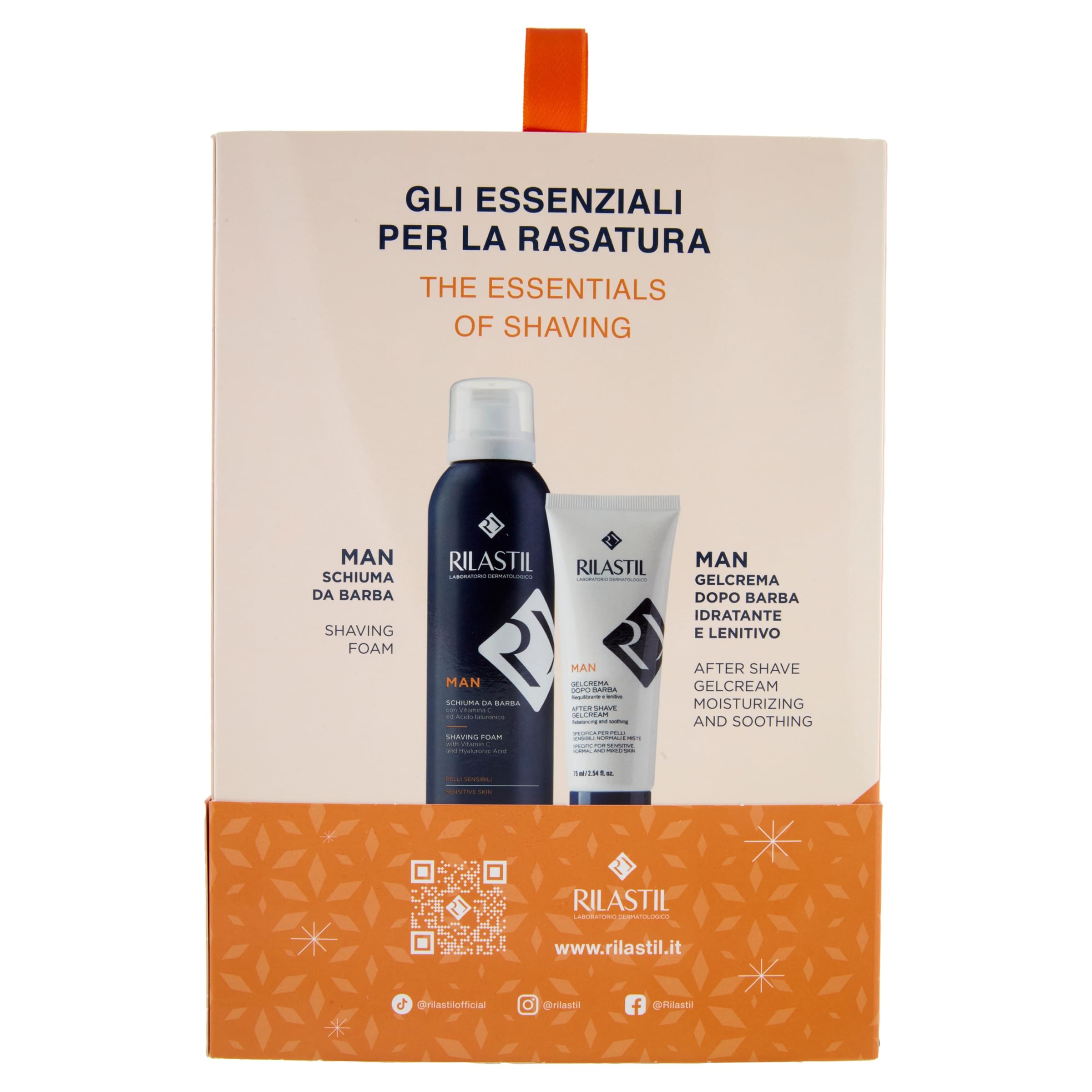 Rilastil Cofanetto Man, Schiuma da Barba e Gel Crema Barba, Cofanetto Regalo Uomo, per Pelle Sensibile