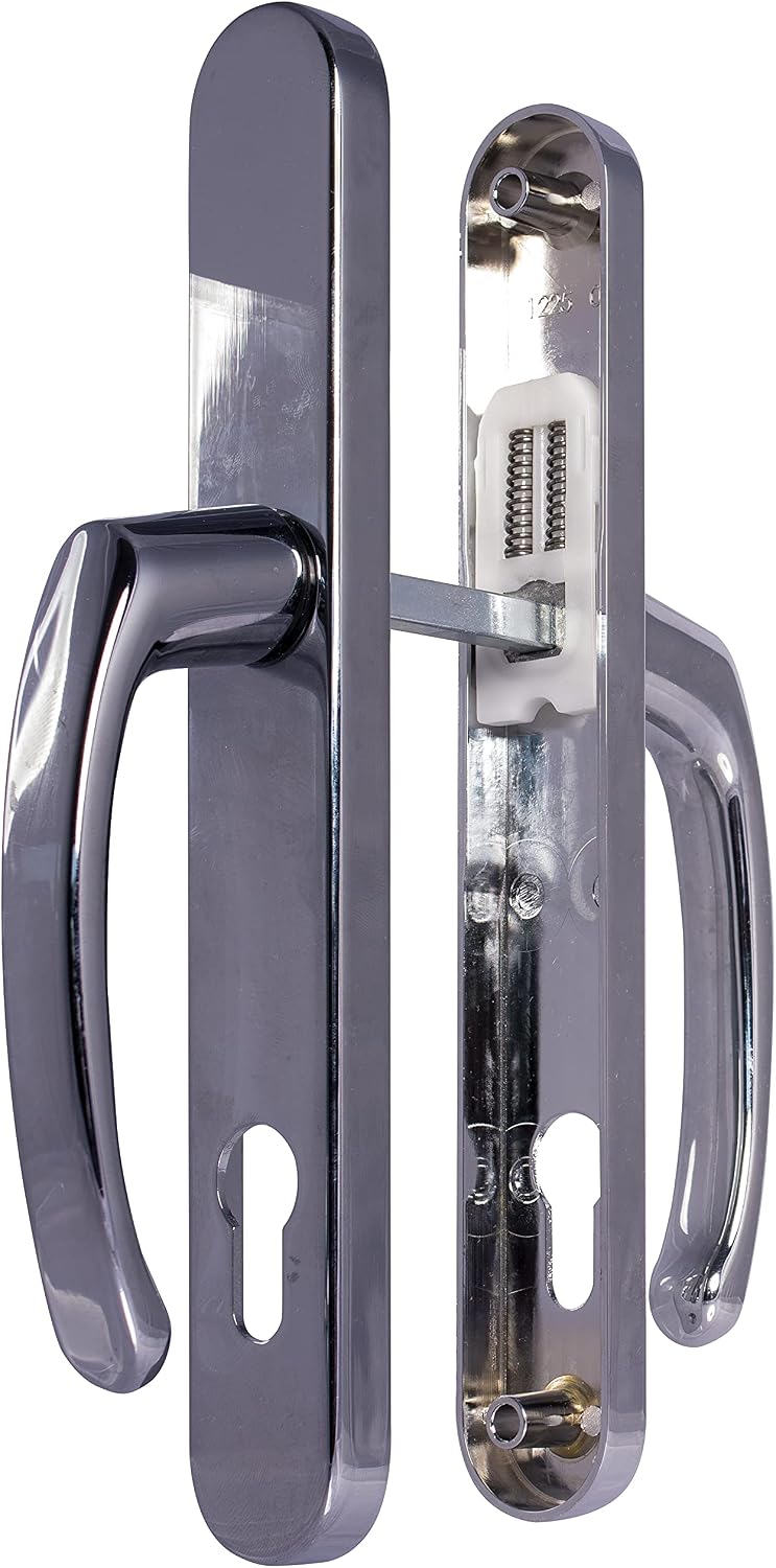 UPVC Door Handles, Polished Chrome, Lever/Lever, 92mm PZ (Centres), 210mm Screw to Screw, Backplate 242mm X 34mm - Image 3