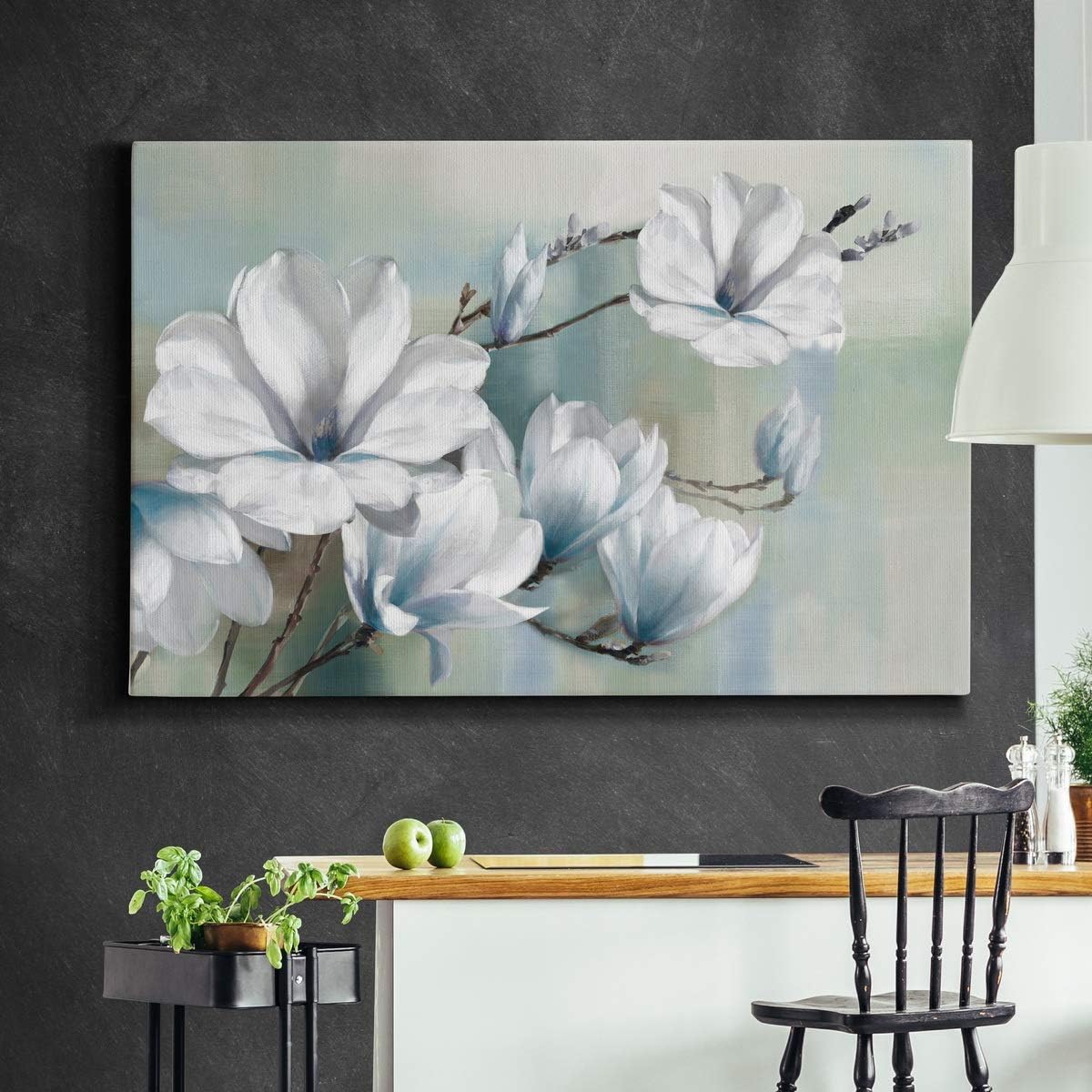 WEXFORD HOME Landscape Canvas Wall Art Abstract Floral Forest Modern Pictures Artwork Decoration for Living Room Kitchen Bathroom Office, Ready to Hang, spring magnolias, 18x27