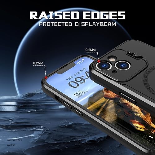 Miniatura 5 de Asuwish Funda de teléfono para iPhone 14 de 6.1 pulgadas con protector de pantalla de vidrio templado Magsafe y soporte delgado, funda rígida