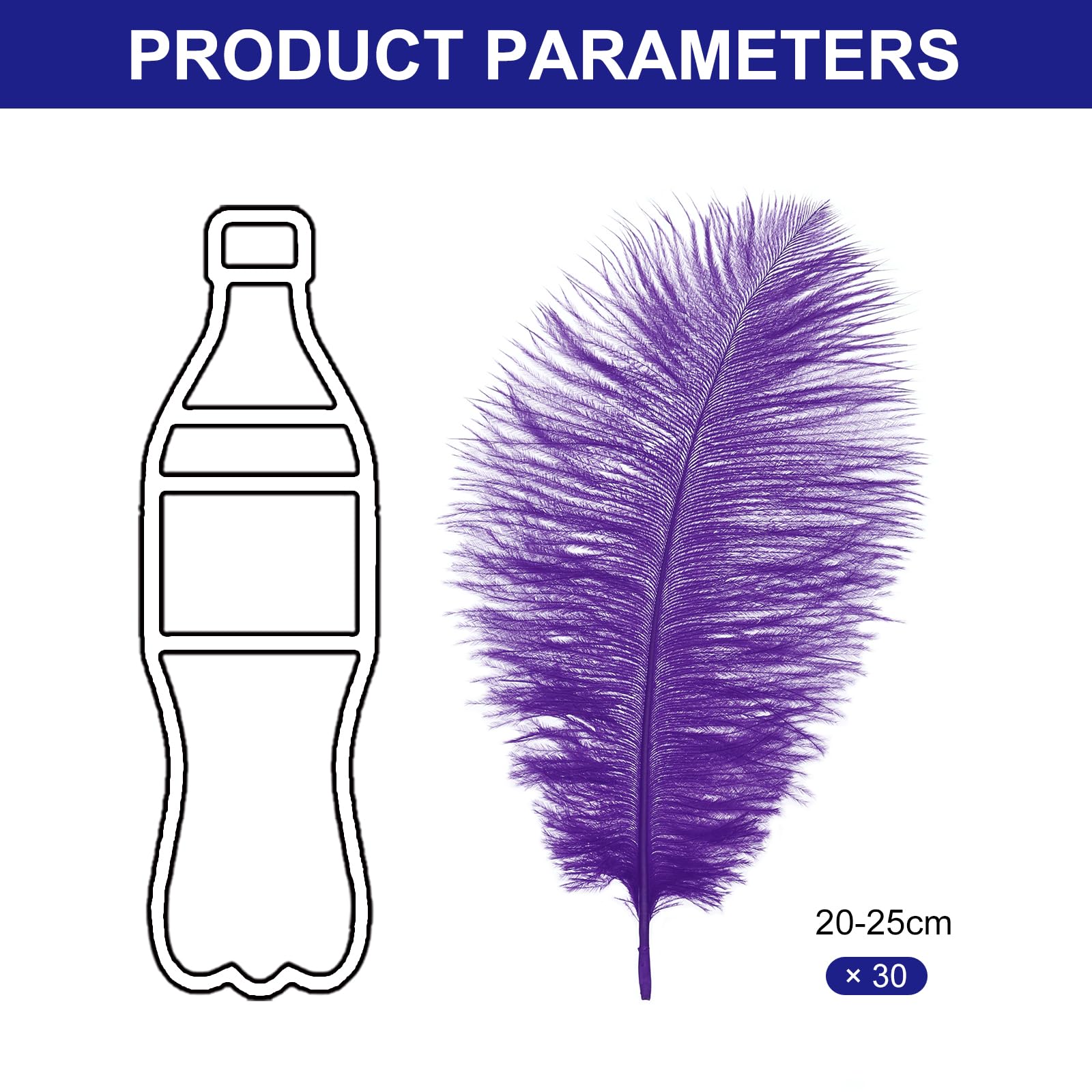 PATIKIL 30 Pcs Natural Ostrich Feathers Bulk 8-10 Inch/ 20-25 cm Large Ostrich Feathers for Crafts Home Decoration Wedding Party Vase Decor (Purple) - Image 2