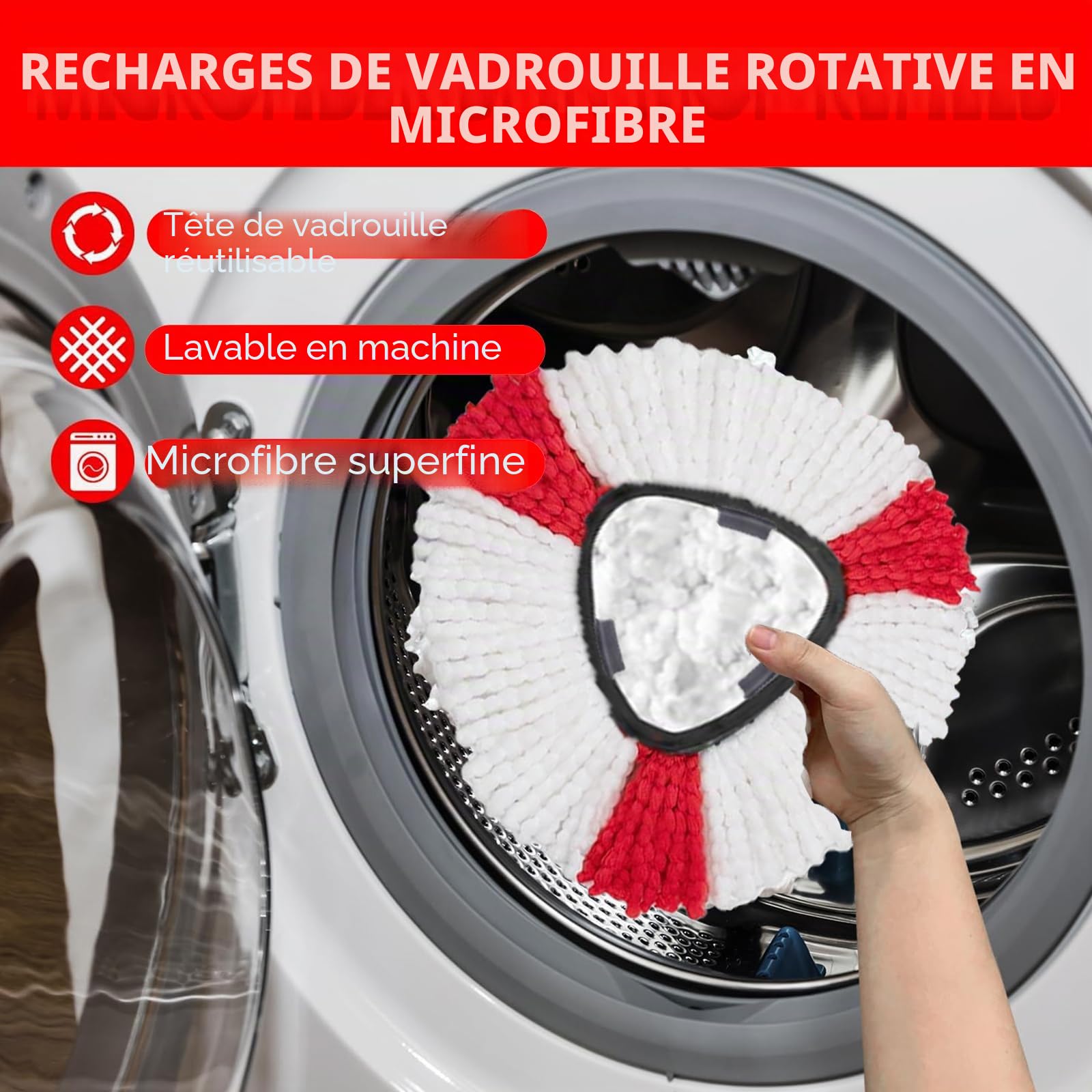 Lot de 6 Têtes de Rechange Compatibles avec Vileda Turbo Serpillière, Recharges Balai Microfibre Compatibles avec Vileda 2en1,EasyWring & Clean, Forme Triangulaire pour Nettoyage du Sol