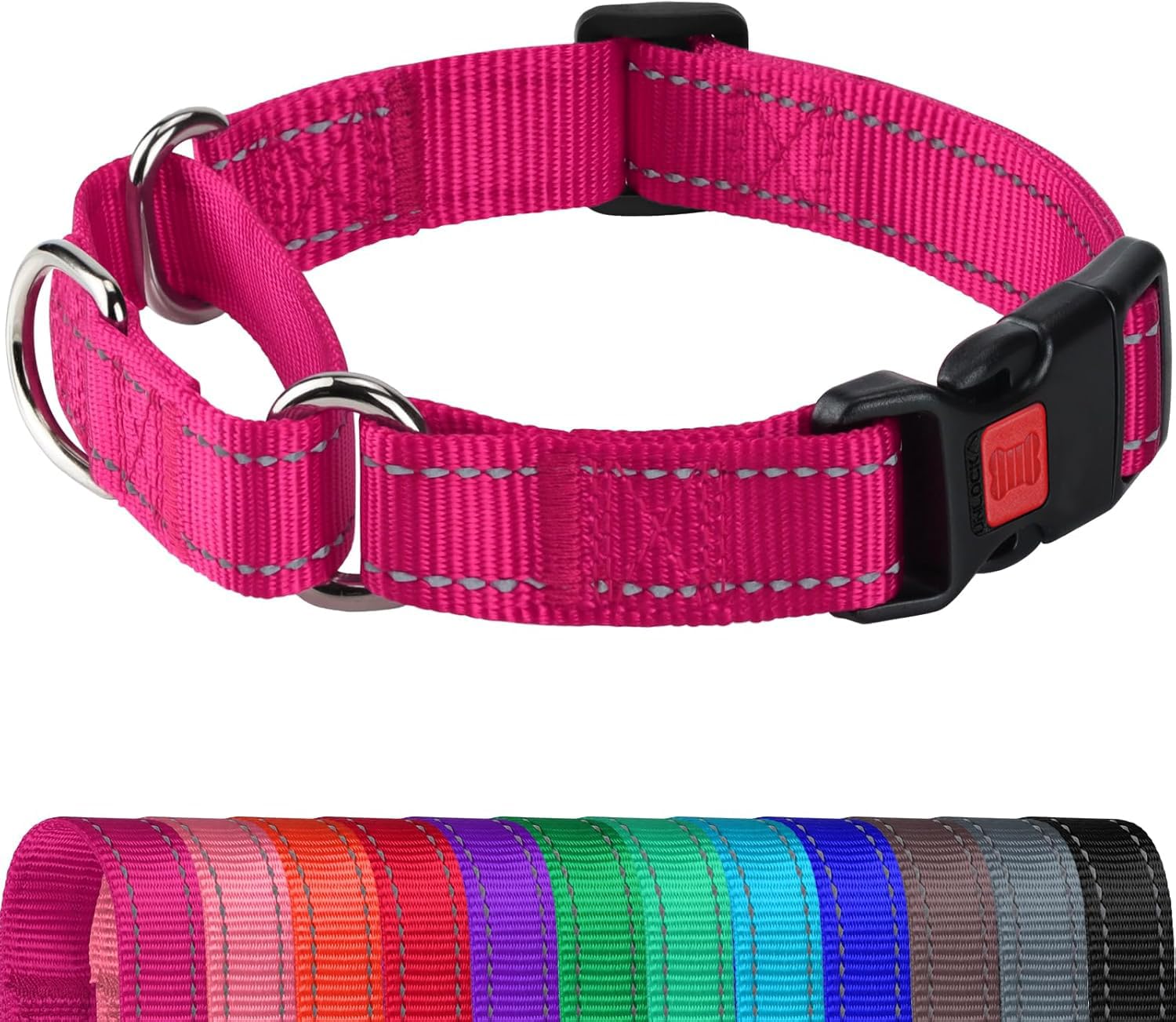 Joytale Martingale Collar for Dogs, Reflective Heavy Duty for Safety, Quick Release Buckle, Adjustable Nylon Collars for Puppy and XSmall Dogs Walking
