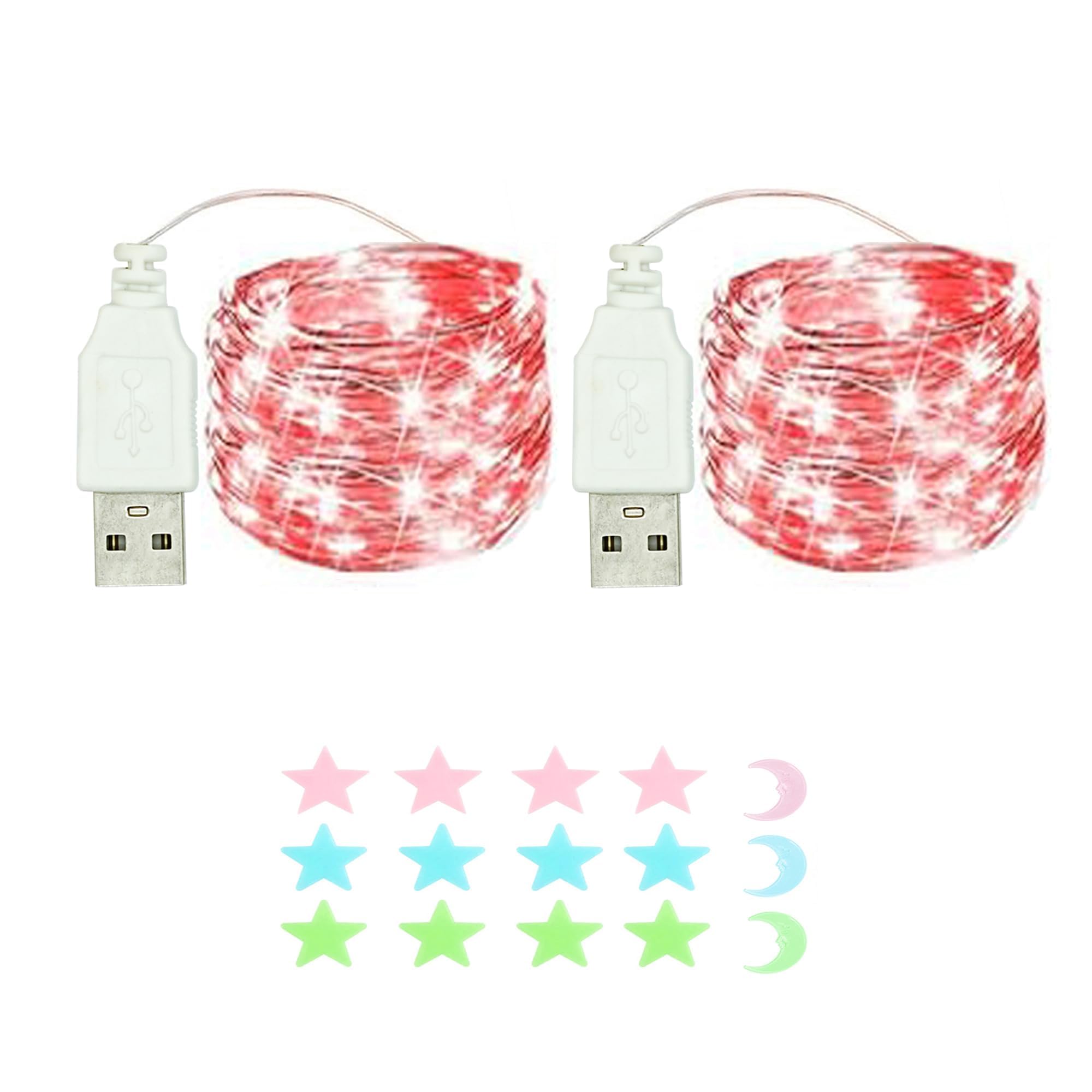 2 Stück LED Lichterkette, 30LED 3M / 10Ft USB lichterkette außen/innen Wasserdichte für Schlafzimmer, Hof, Hochzeit, Weihnachten, DIY etc (rot)