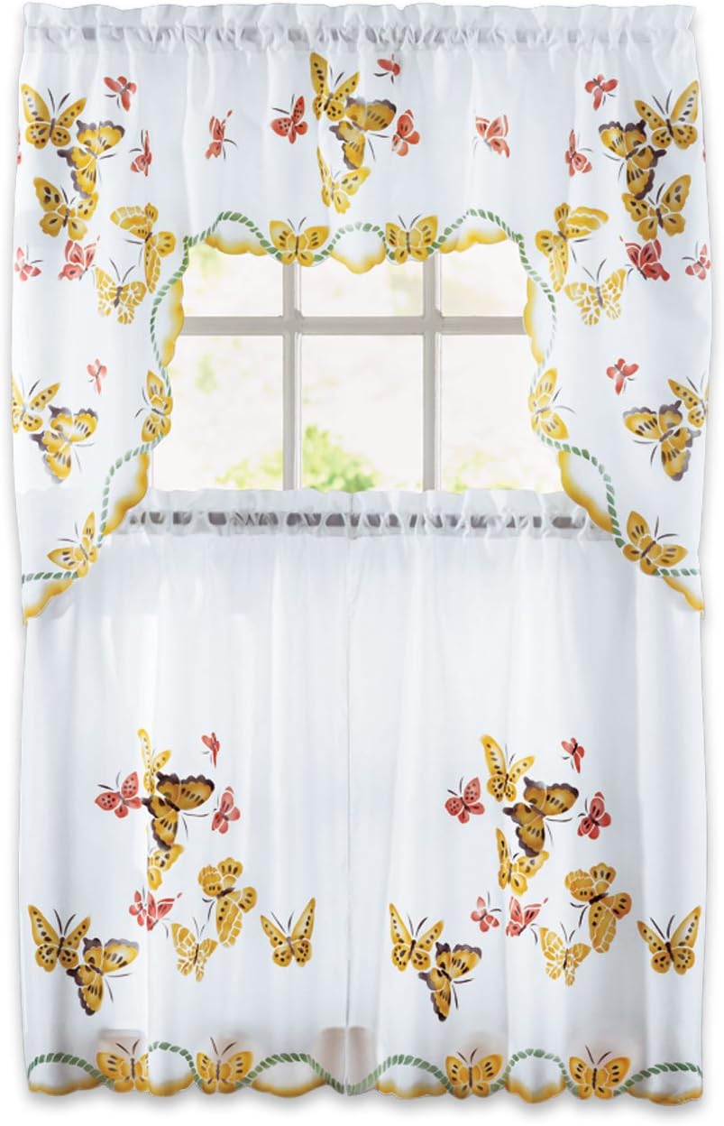Carol Wright Gifts Butterfly Curtain Set, Yellow, Size Size