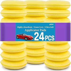 psler Foam Car Wax Applicator Pad Foam Applicator Pads Detailing Round 4 inch Polishing Sponges for Car Wax Applicator Pad 24 Pack-Yellow